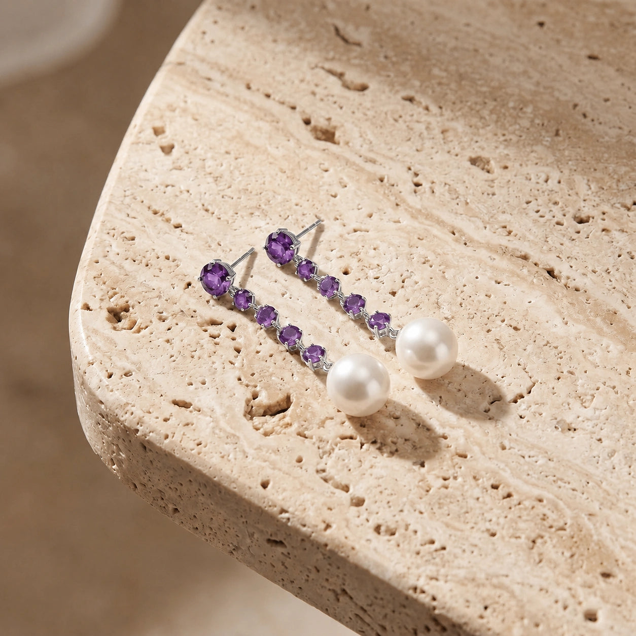 White Gold Pearl & Amethyst — Cristallina