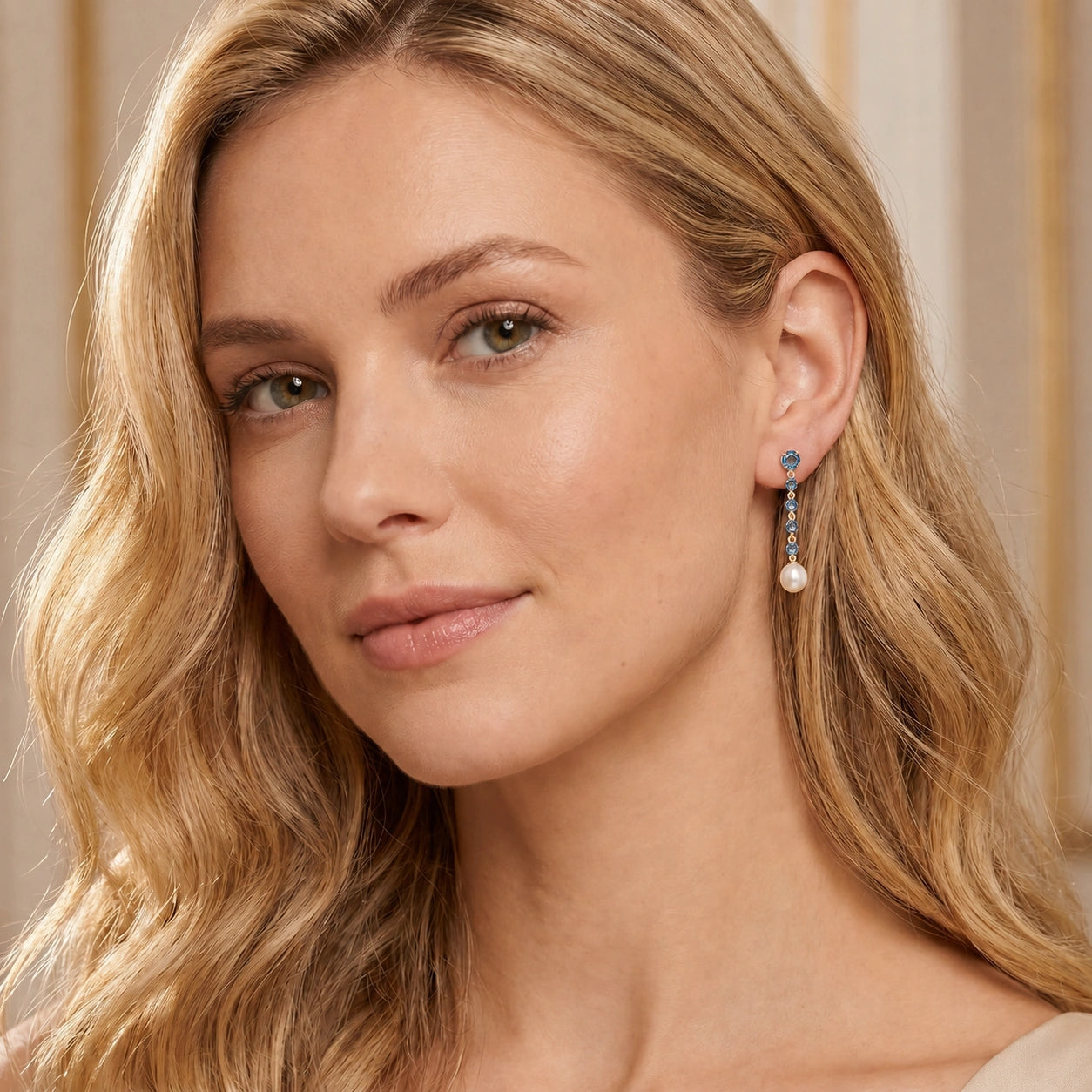 Rose Gold Pearl & Blue Topaz — Cristallina