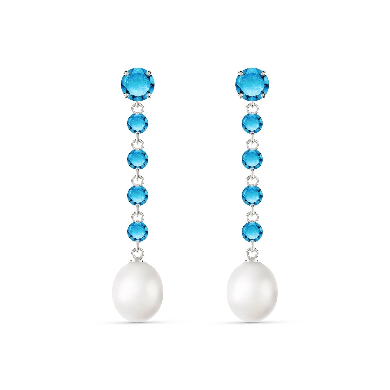 White Gold Pearl & Blue Topaz — Cristallina