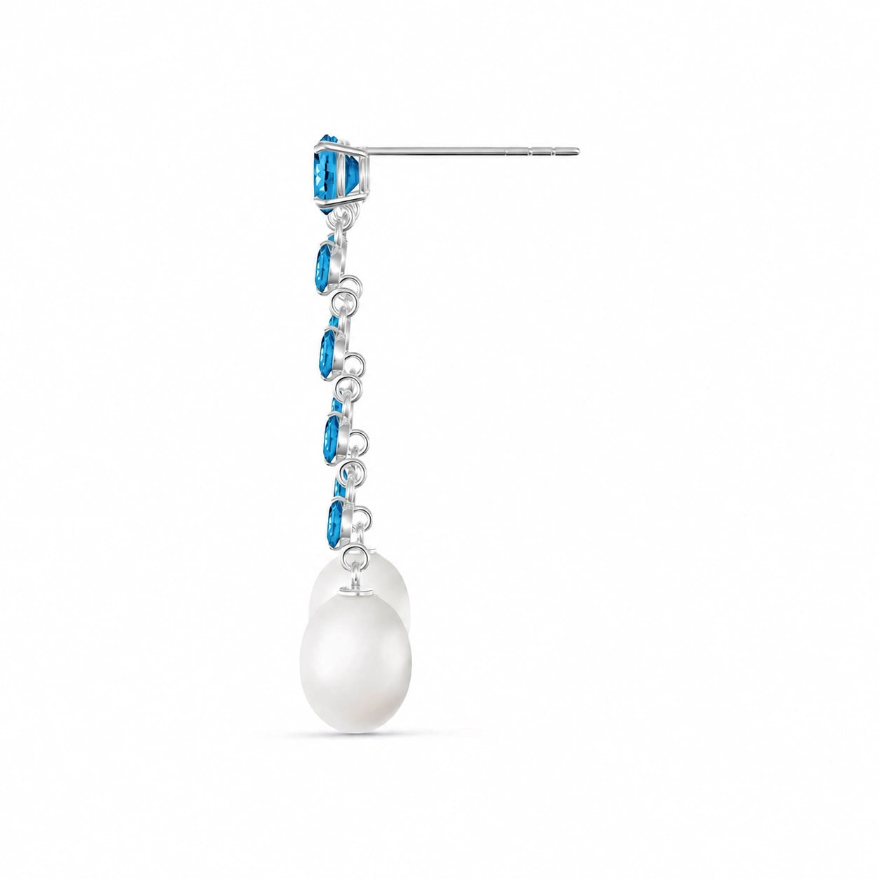 White Gold Pearl & Blue Topaz — Cristallina