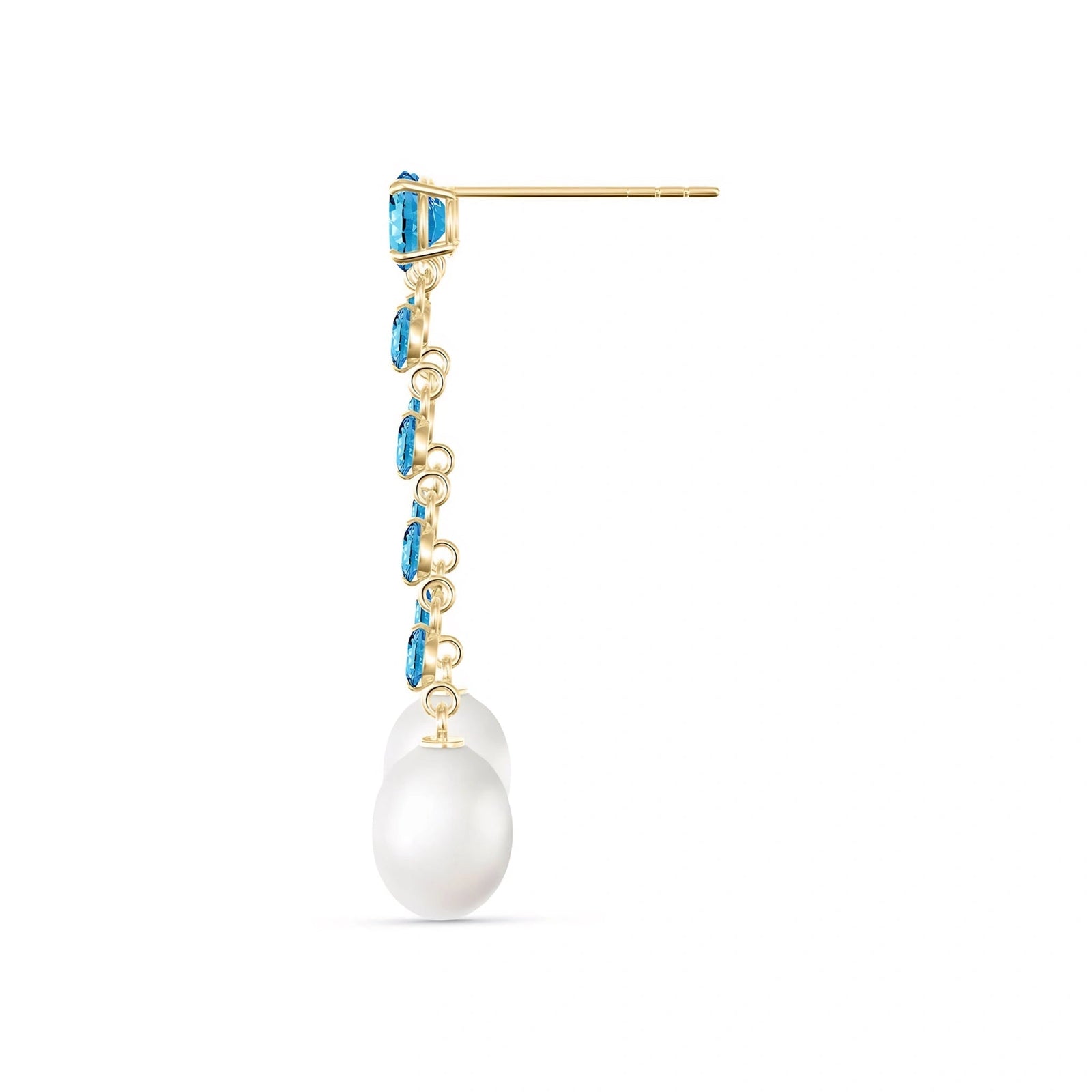 Yellow Gold Pearl & Blue Topaz — Cristallina