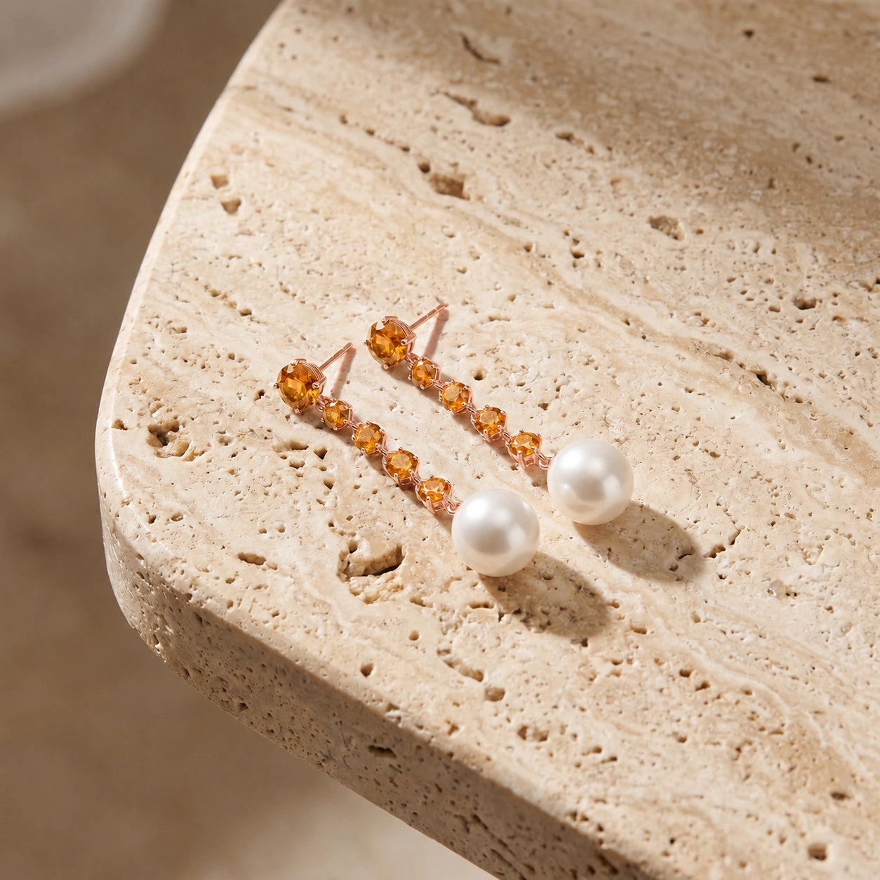 Rose Gold Pearl & Citrine — Cristallina