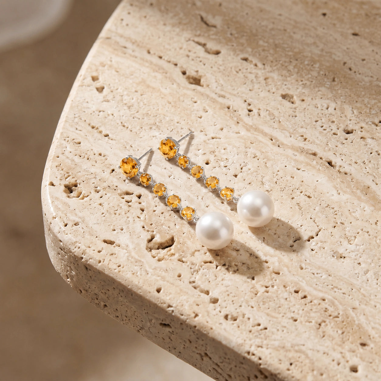 White Gold Pearl & Citrine — Cristallina