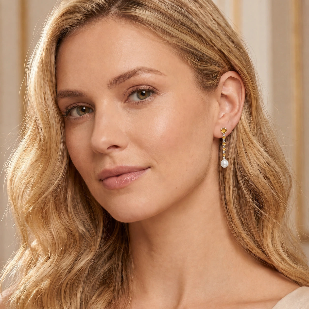 White Gold Pearl & Citrine — Cristallina