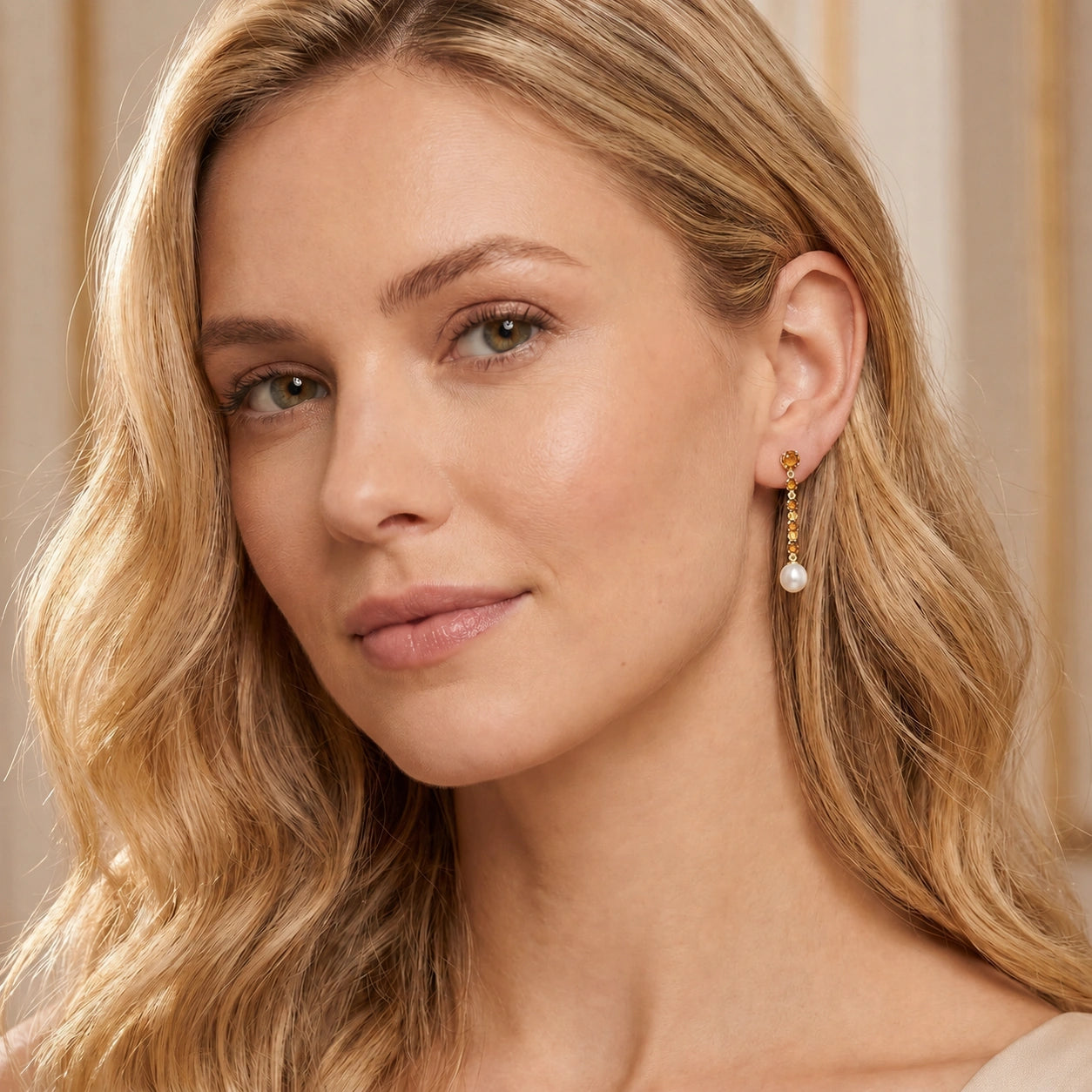 Yellow Gold Pearl & Citrine — Cristallina