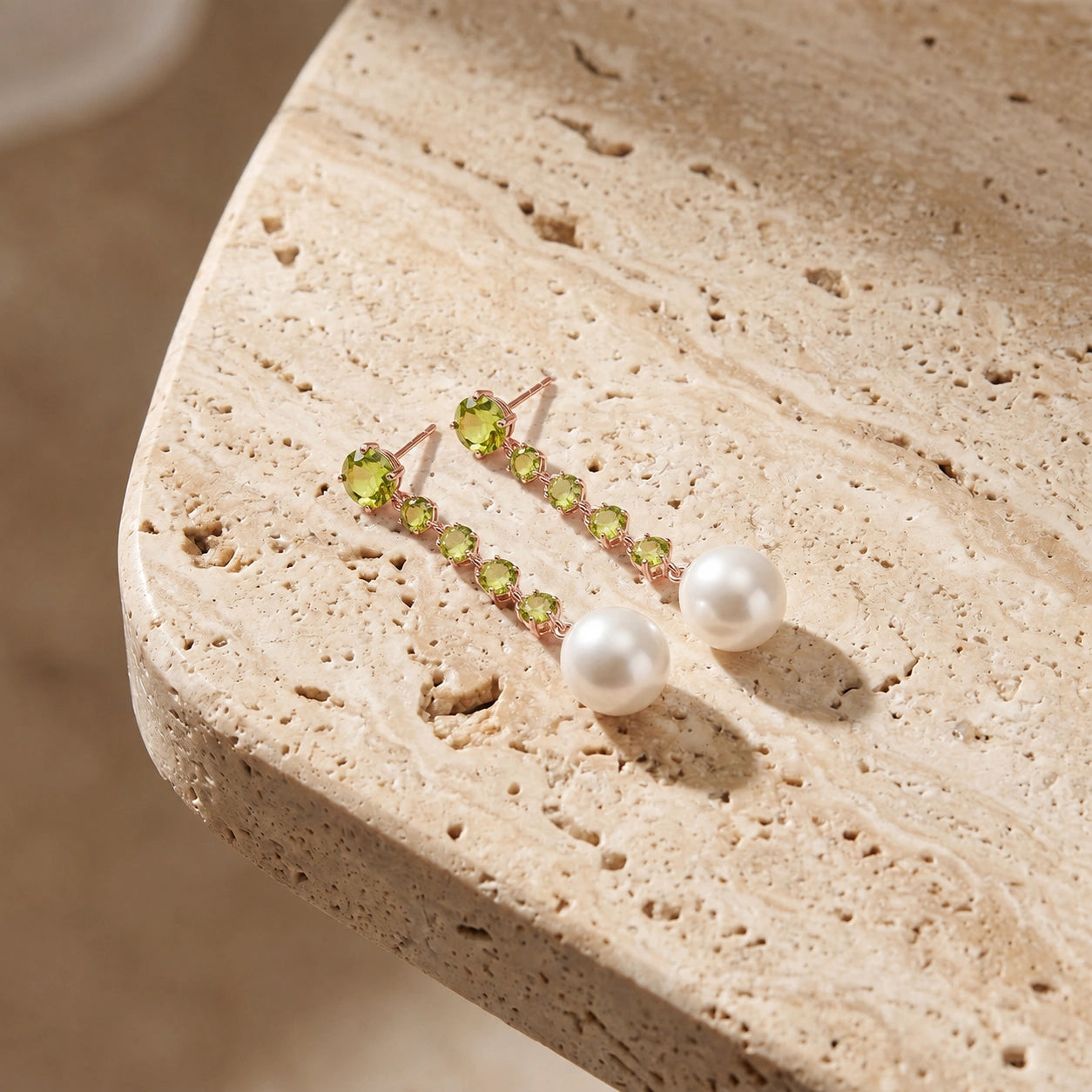 Rose Gold Pearl & Peridot — Cristallina