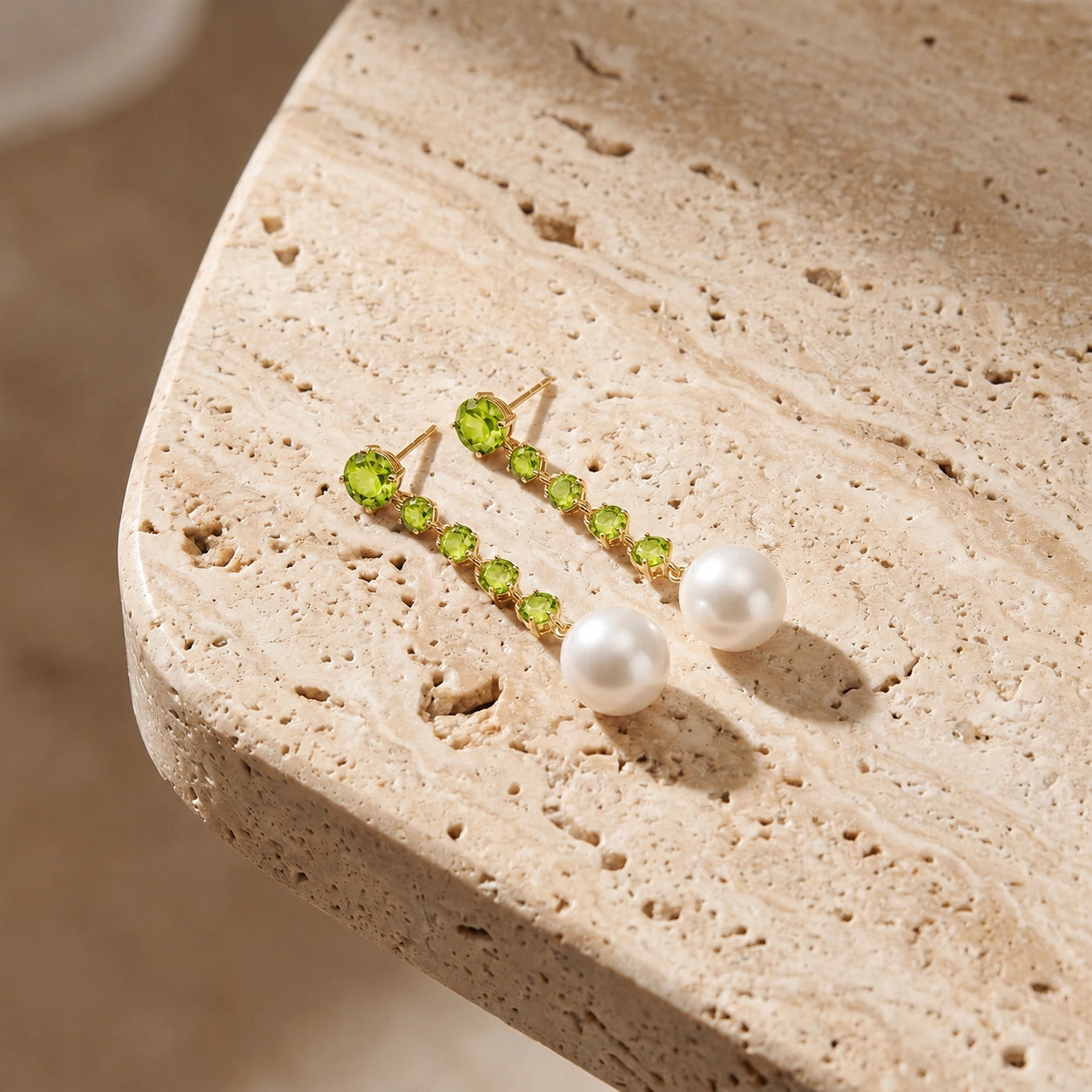 Yellow Gold Pearl & Peridot — Cristallina