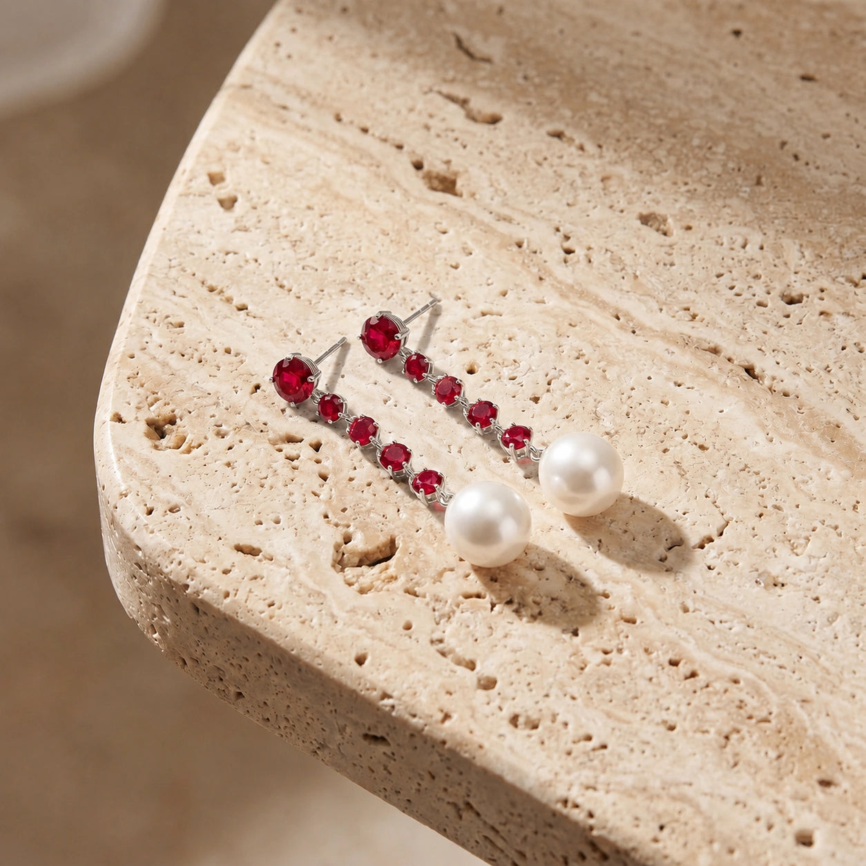 White Gold Pearl & Ruby — Cristallina