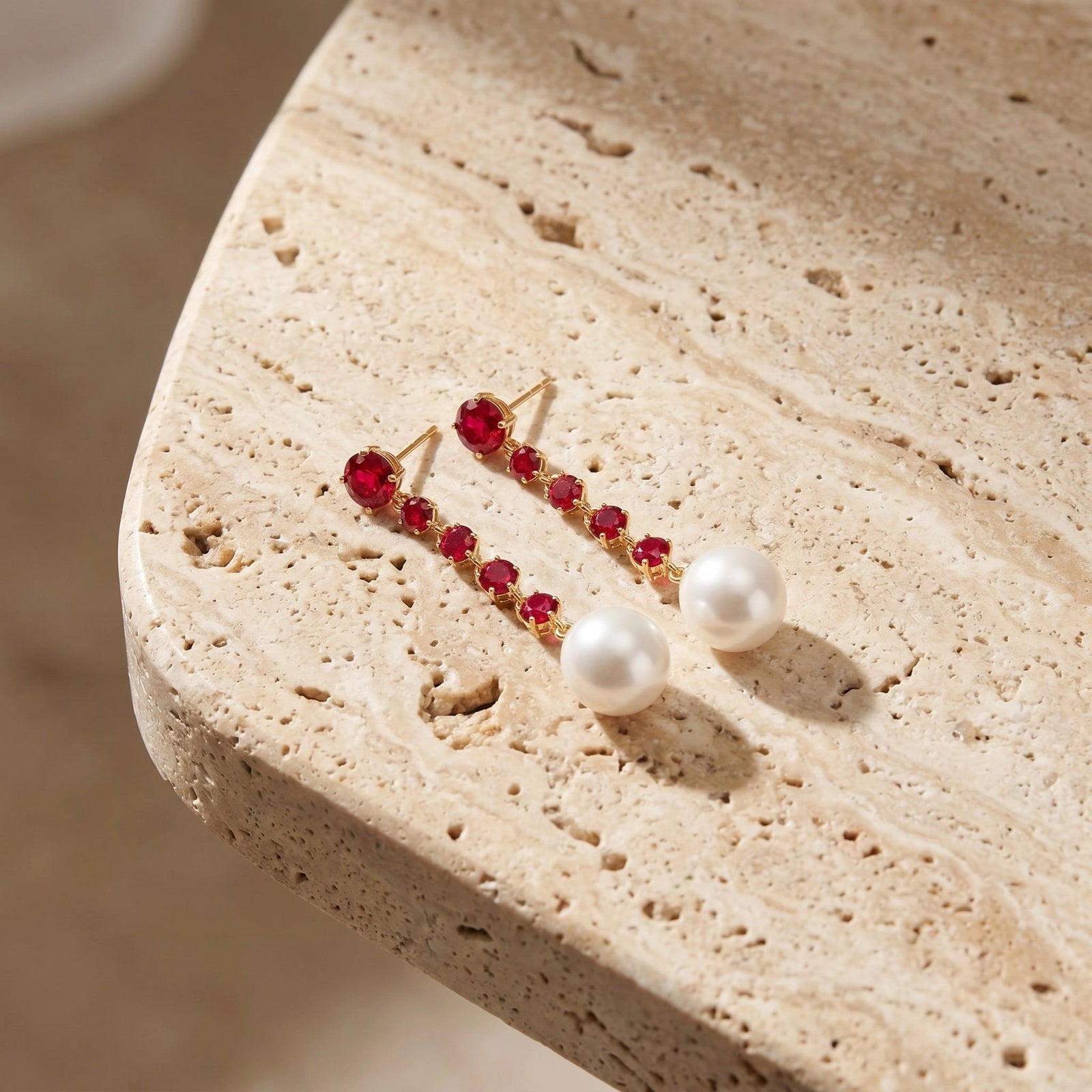 Yellow Gold Pearl & Ruby — Cristallina