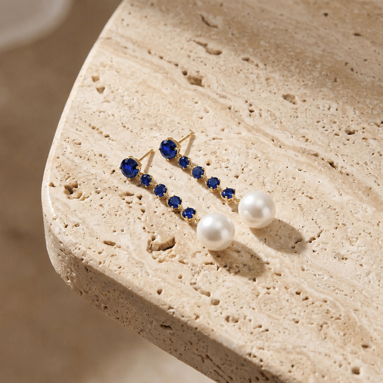 Yellow Gold Pearl & Sapphire — Cristallina