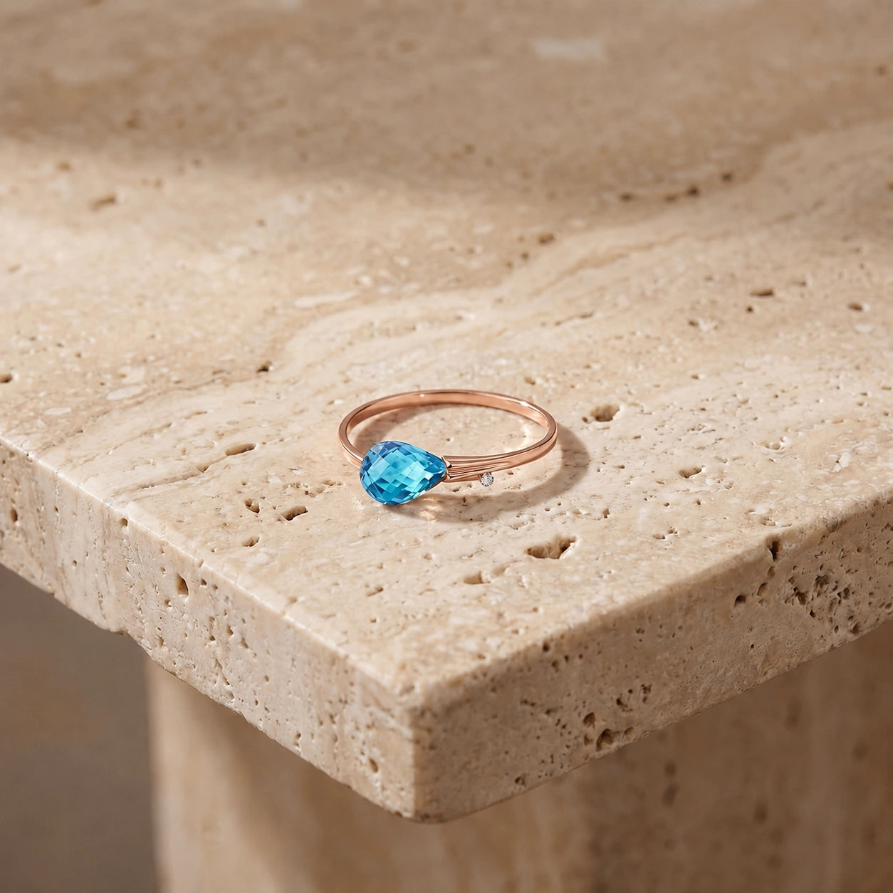 Rose Gold Blue Topaz & Diamond — Editta
