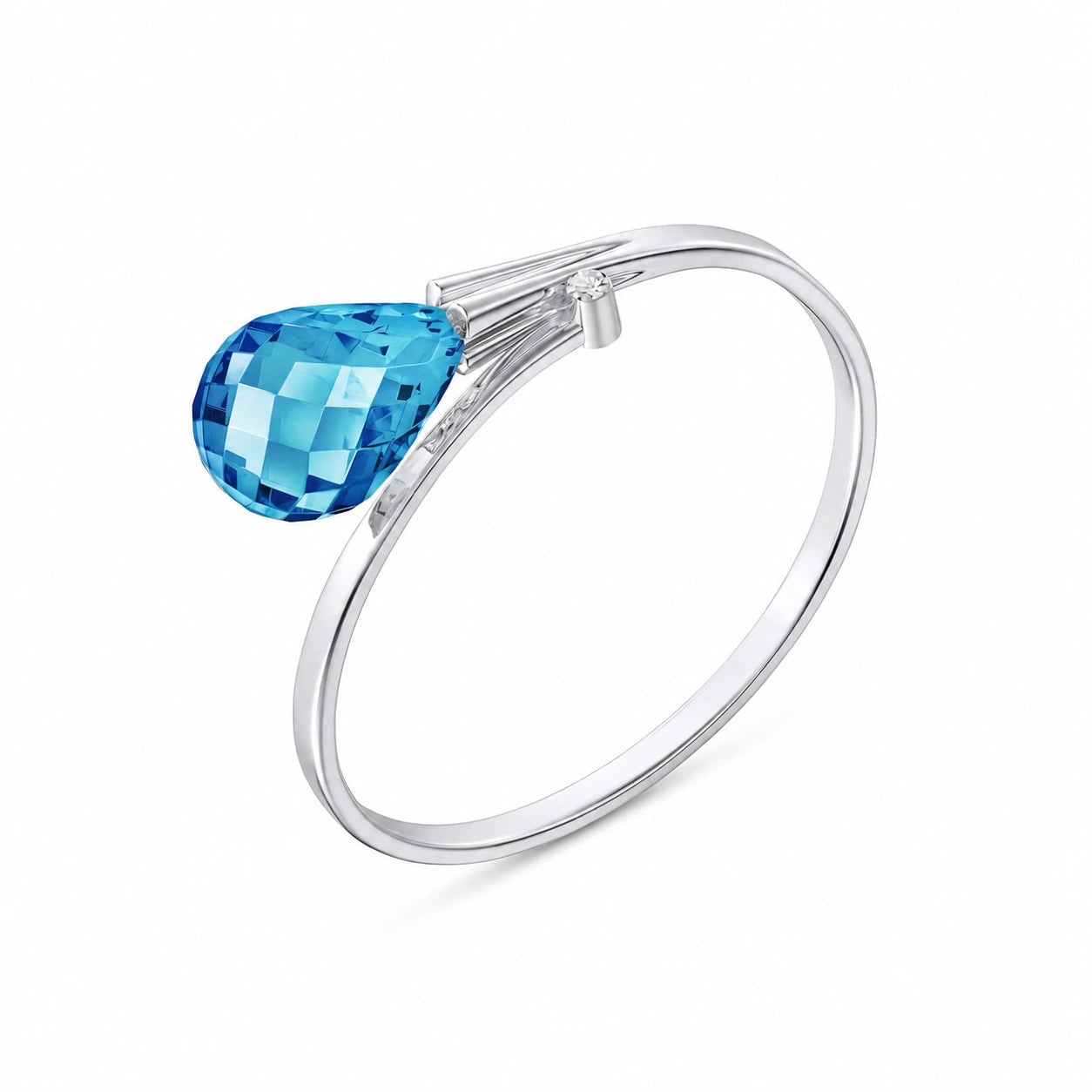 White Gold Blue Topaz & Diamond — Editta