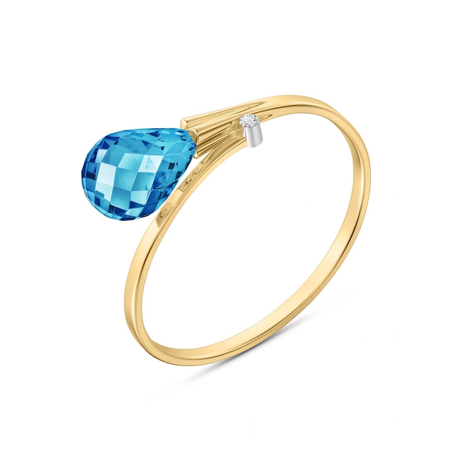 Yellow Gold Blue Topaz & Diamond — Editta