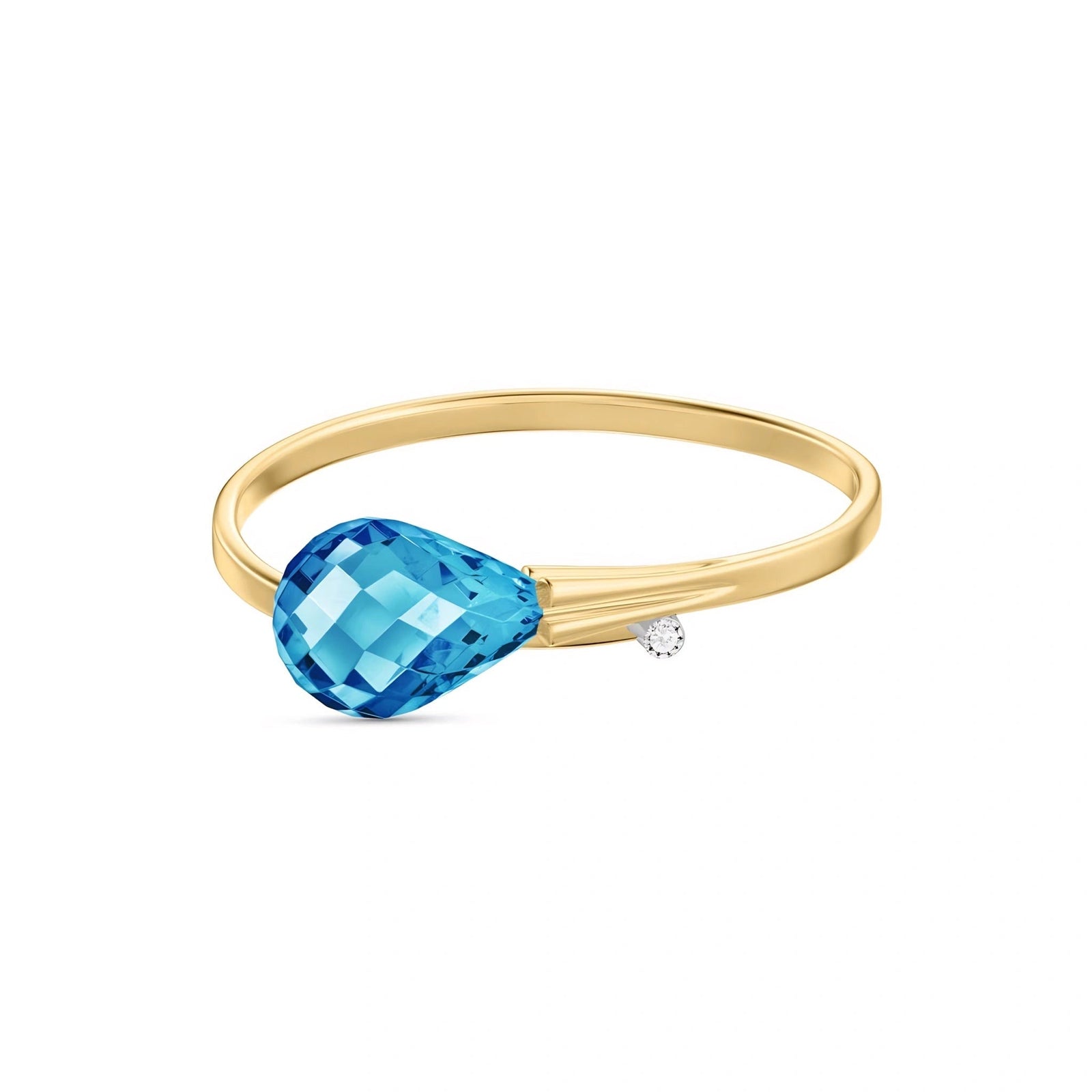 Yellow Gold Blue Topaz & Diamond — Editta