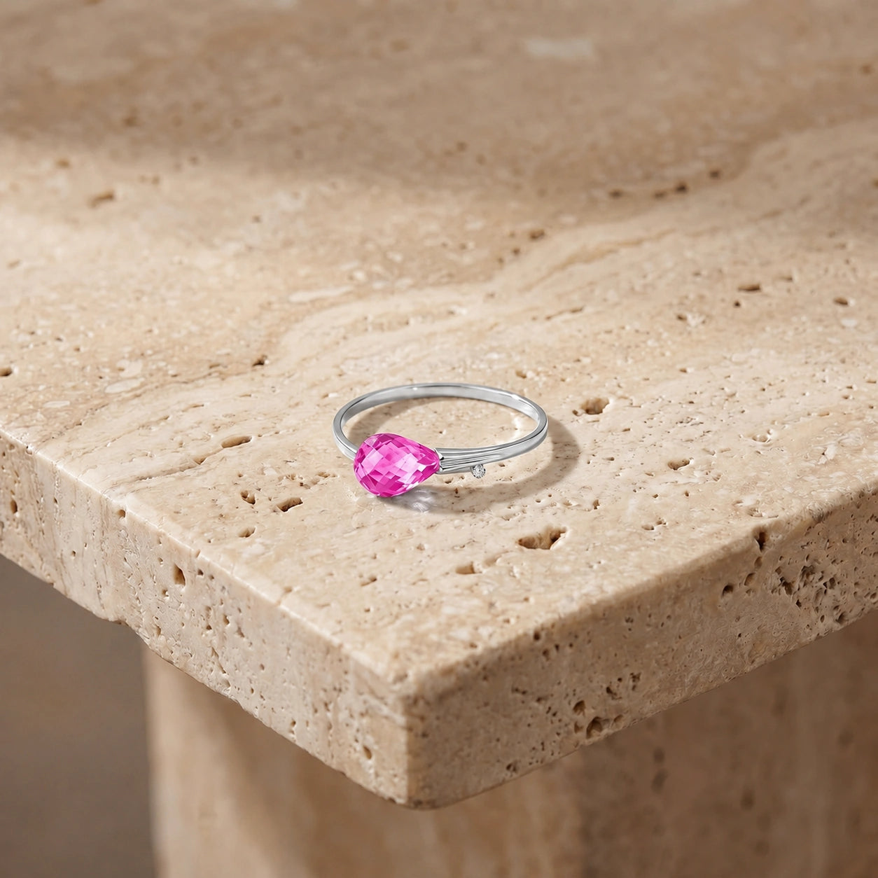 White Gold Diamond & Pink Topaz — Editta