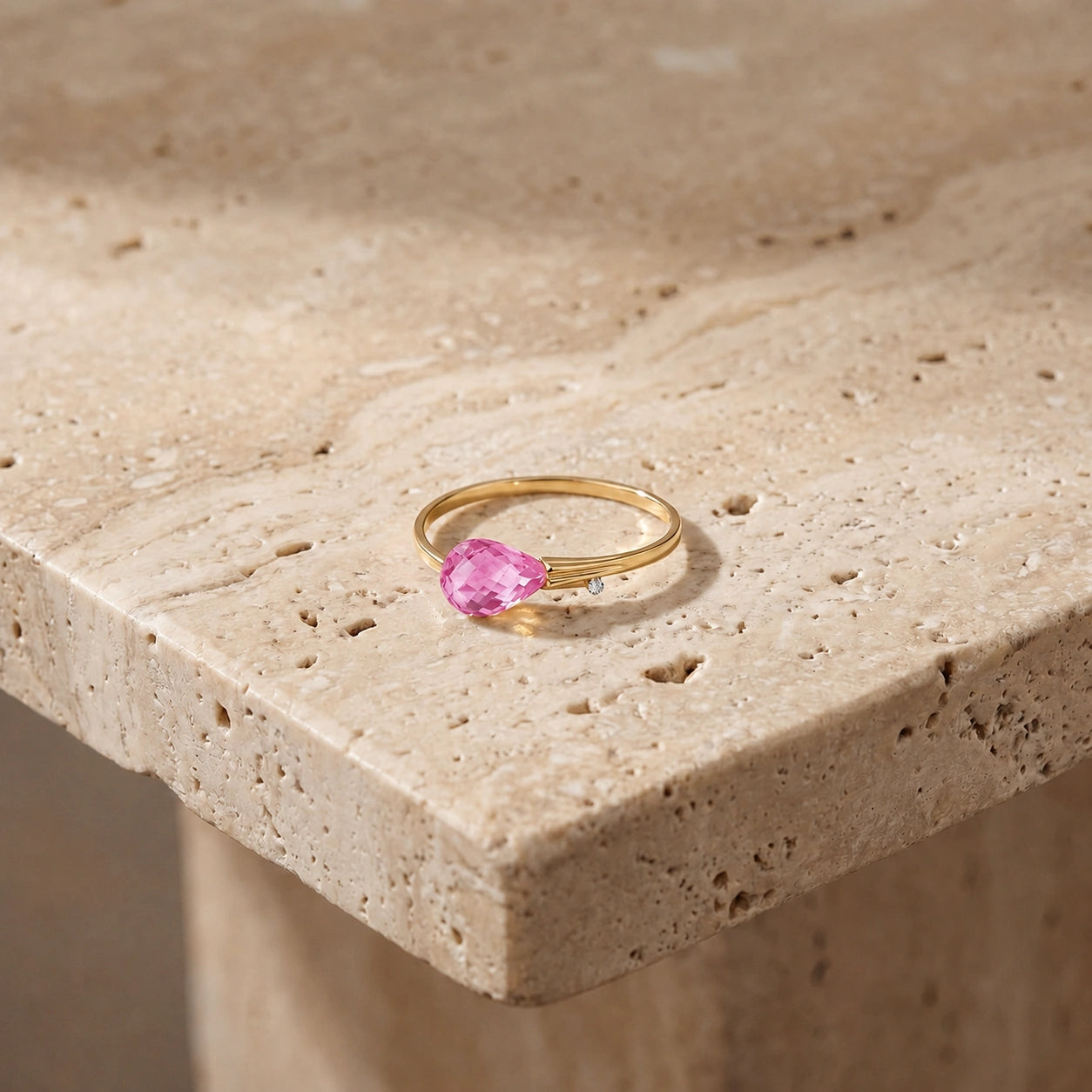 Yellow Gold Diamond & Pink Topaz — Editta