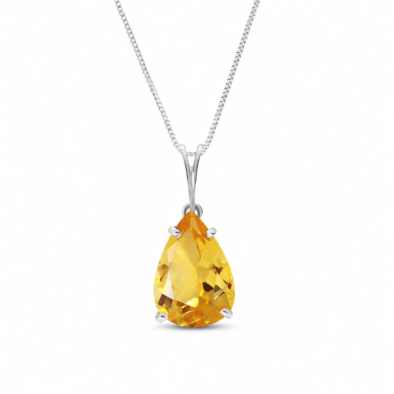 White Gold Aura Pendant Necklace Citrine 10K — Camelia