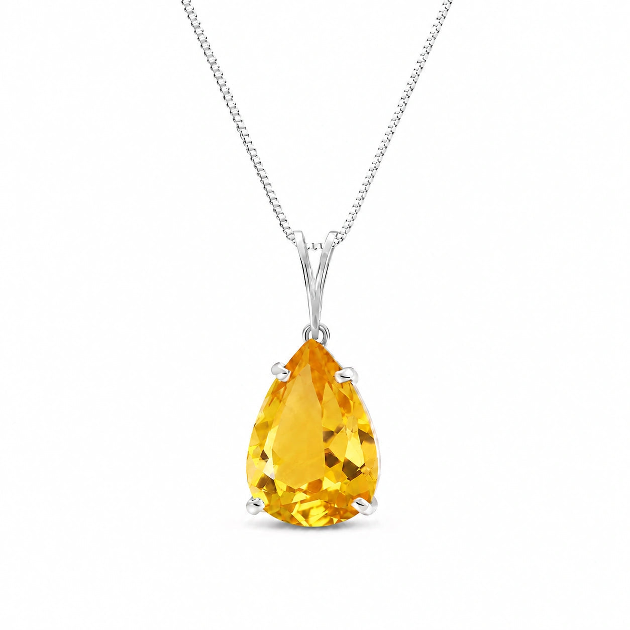 White Gold Aura Pendant Necklace Citrine 10K — Camelia