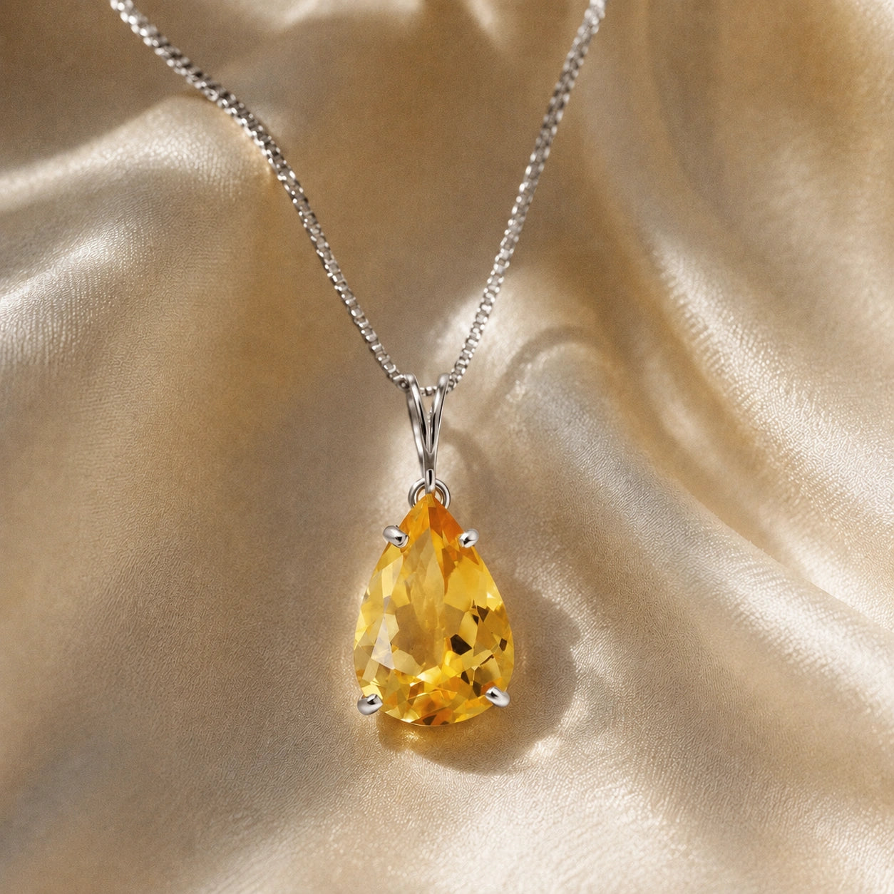 White Gold Aura Pendant Necklace Citrine 10K — Camelia