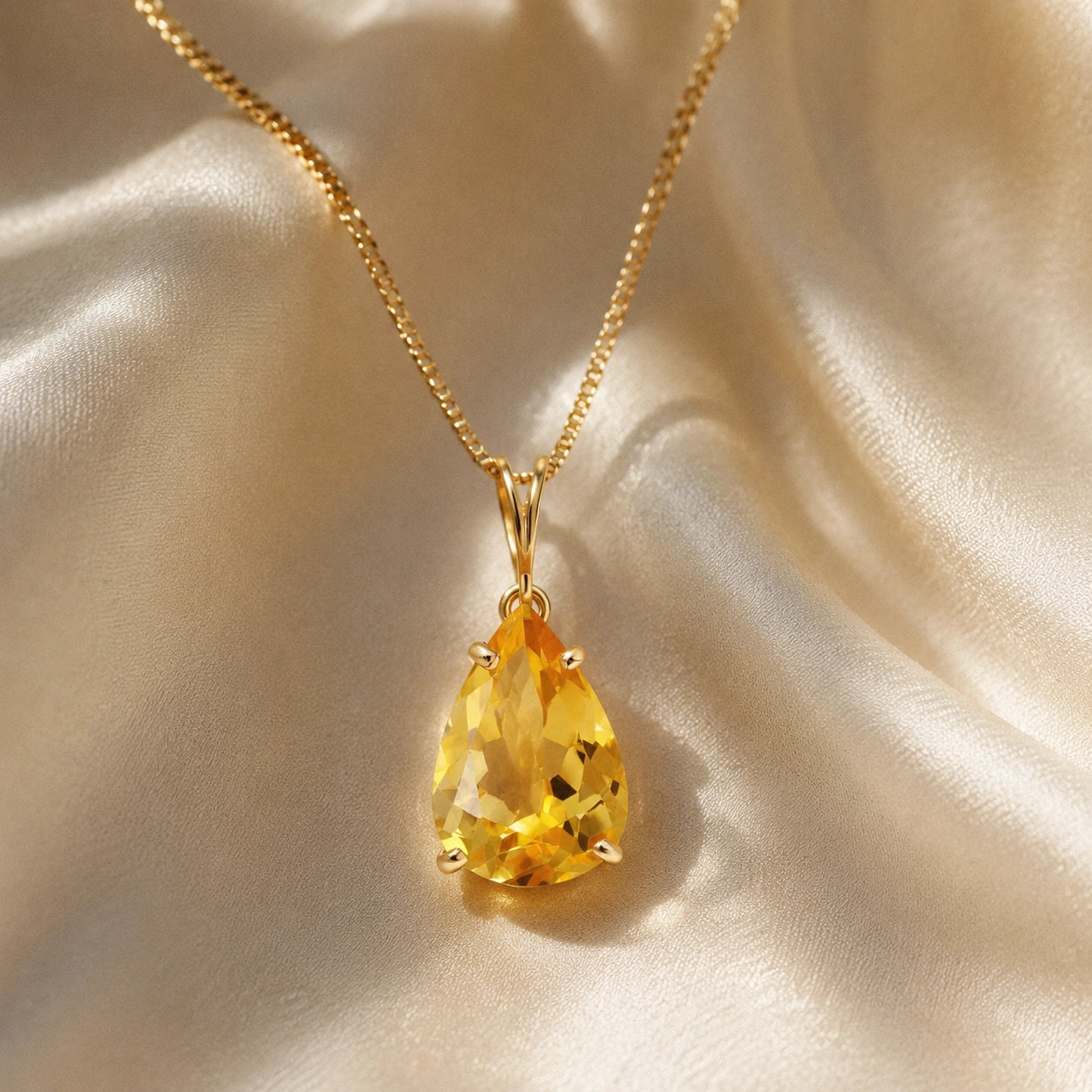 Yellow Gold Aura Pendant Necklace Citrine 10K — Camelia