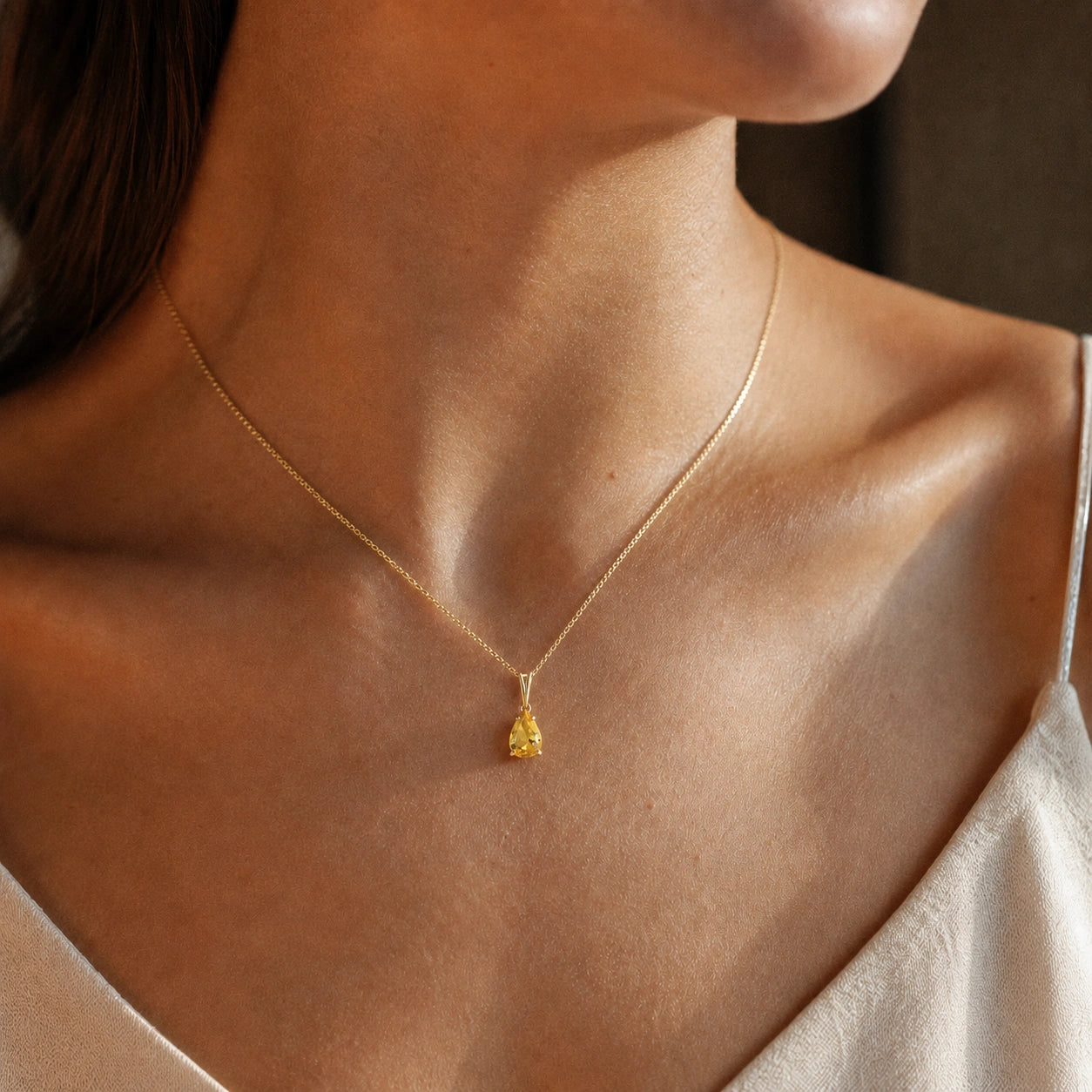 Yellow Gold Aura Pendant Necklace Citrine 10K — Camelia
