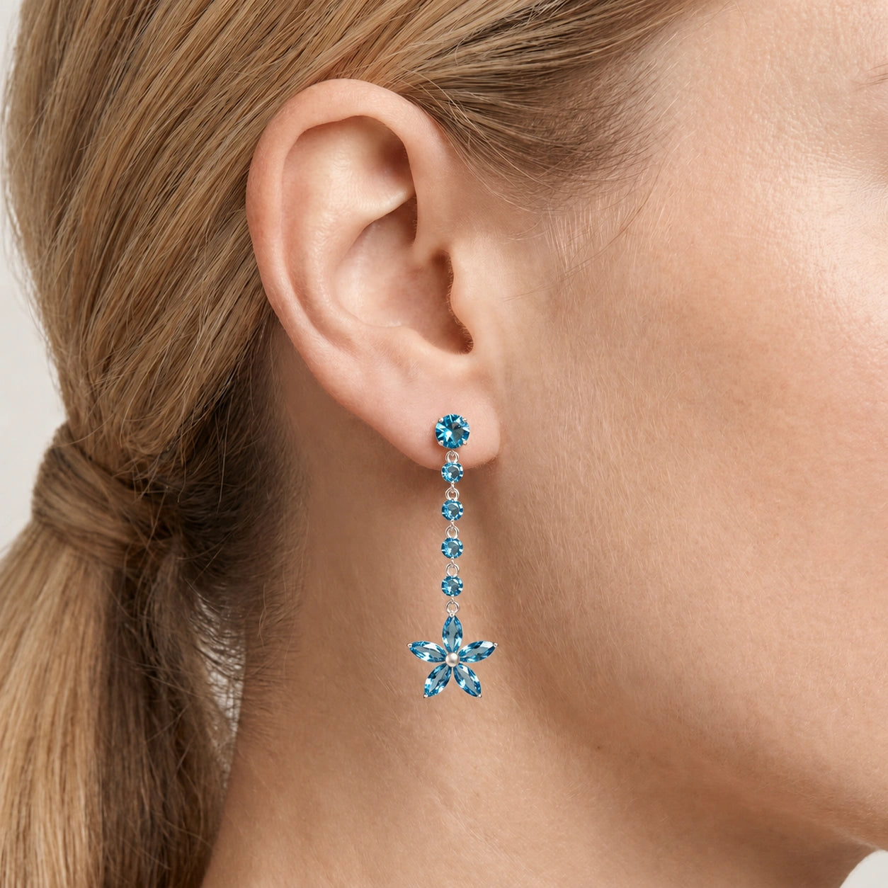 White Gold Drop Earrings Amethyst 10K — Camilla