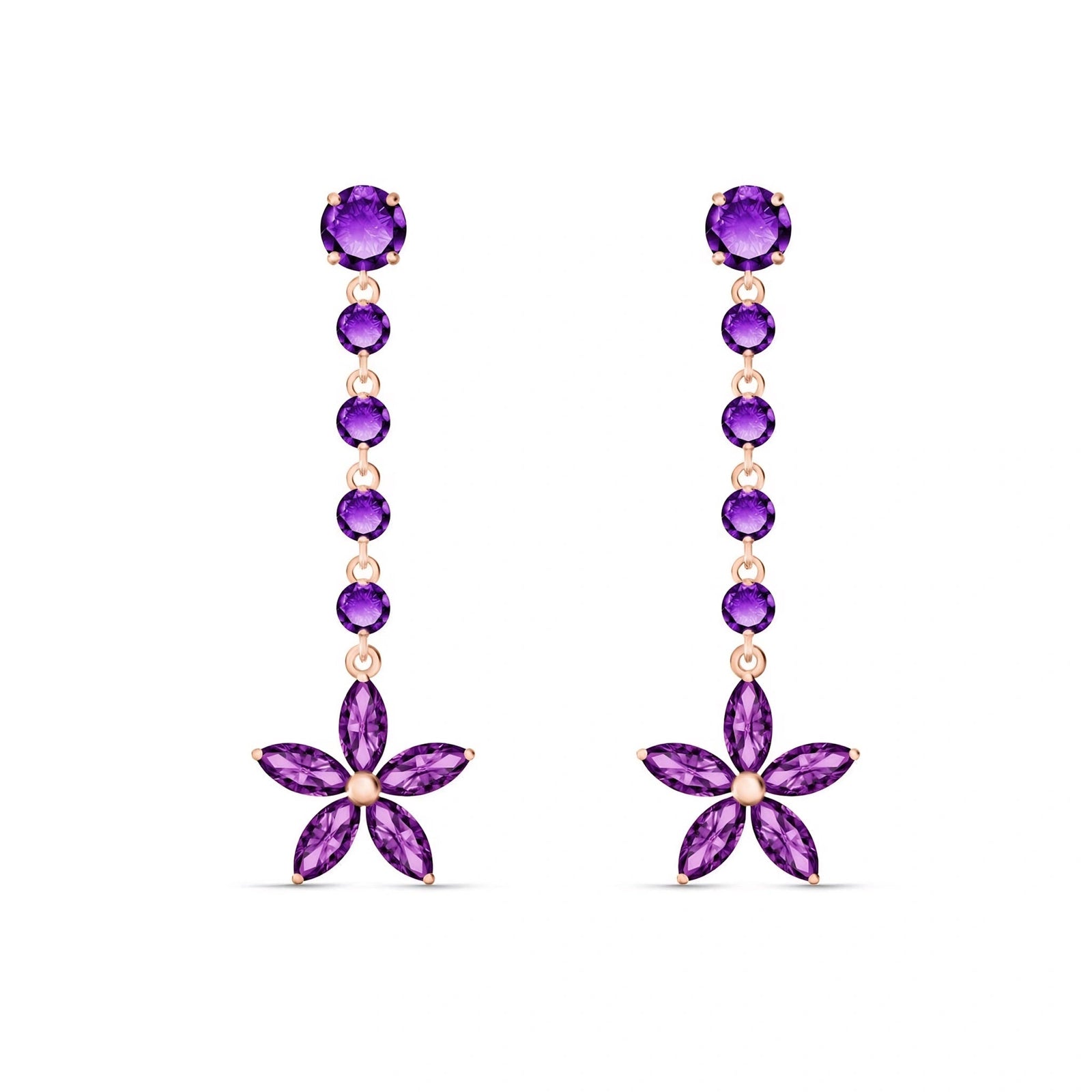 Rose Gold Drop Earrings Aquamarine 10K — Camilla