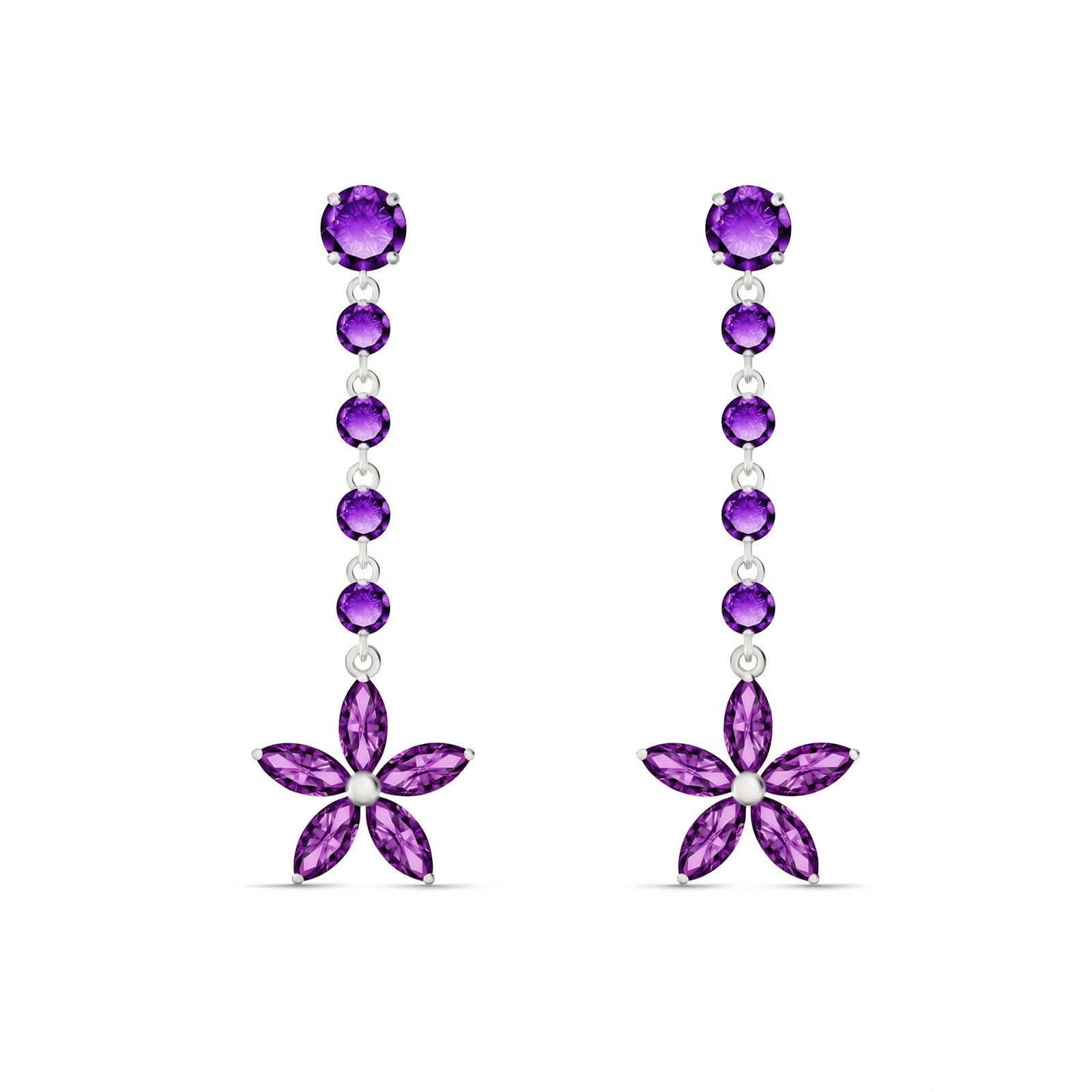 White Gold Drop Earrings Aquamarine 10K — Camilla