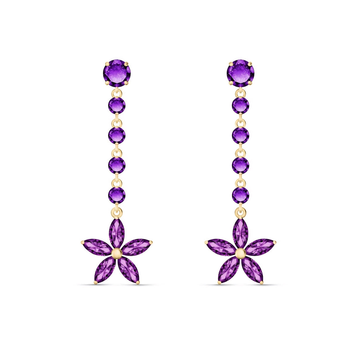 Yellow Gold Drop Earrings Aquamarine 10K — Camilla