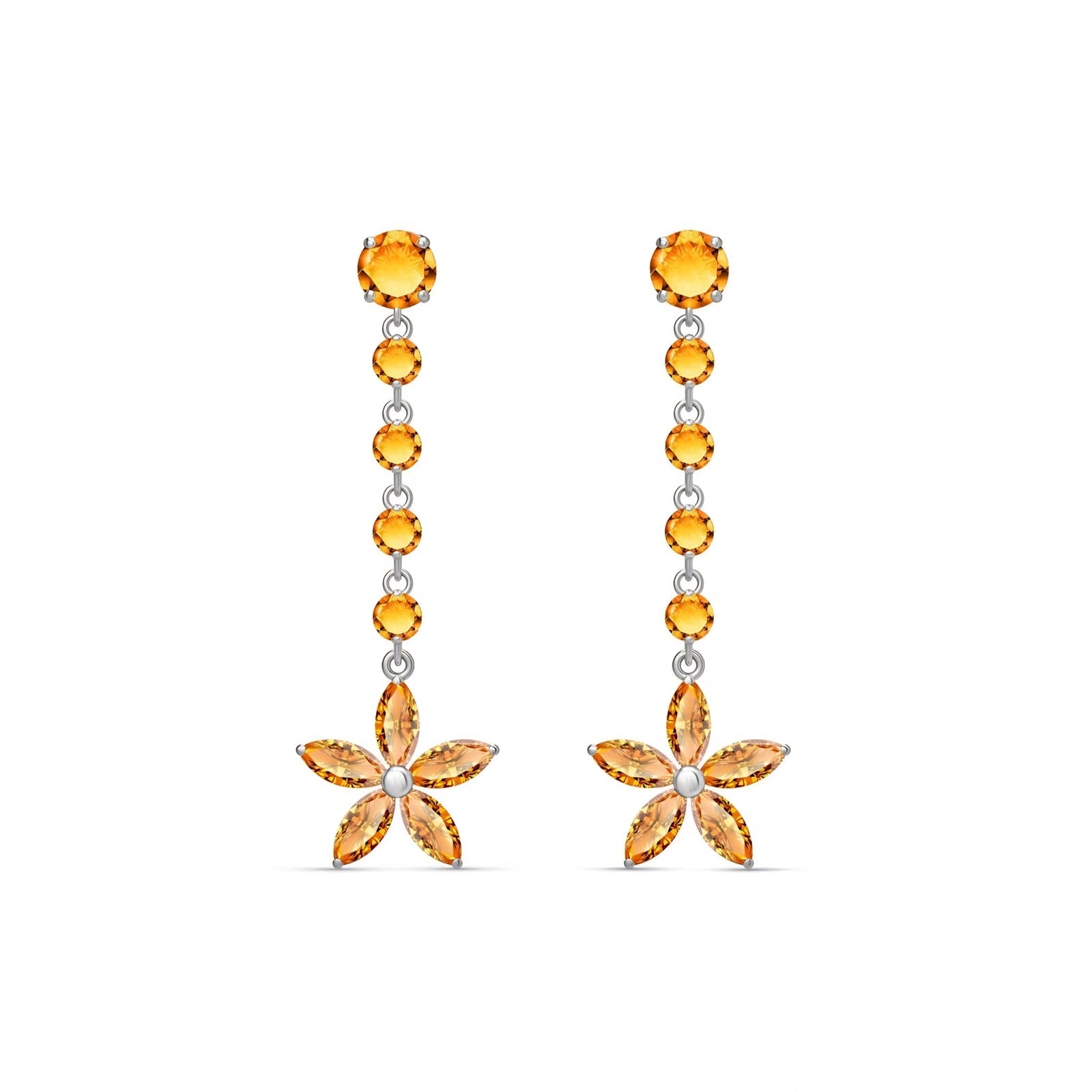 White Gold Drop Earrings Garnet 10K — Camilla