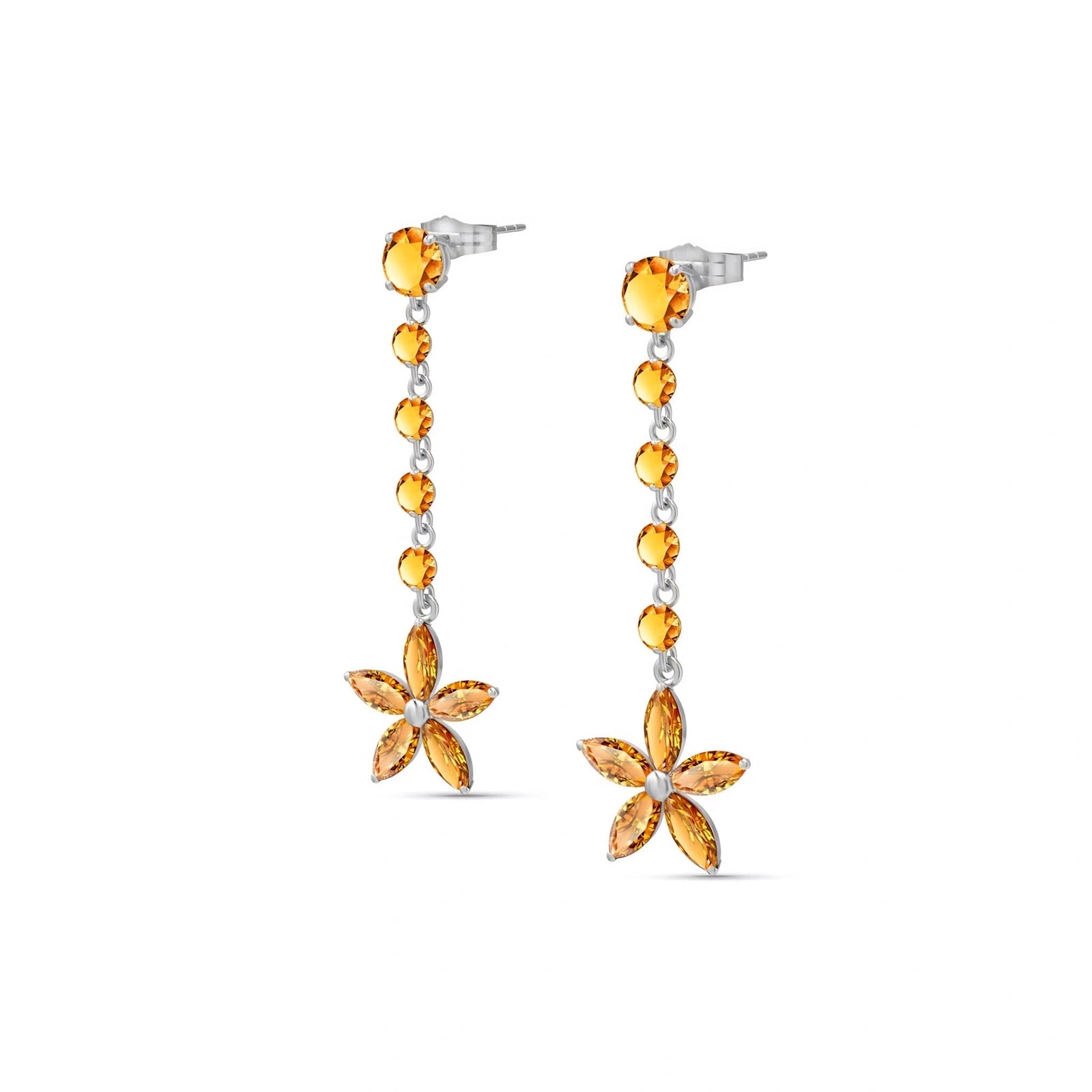 White Gold Drop Earrings Garnet 10K — Camilla
