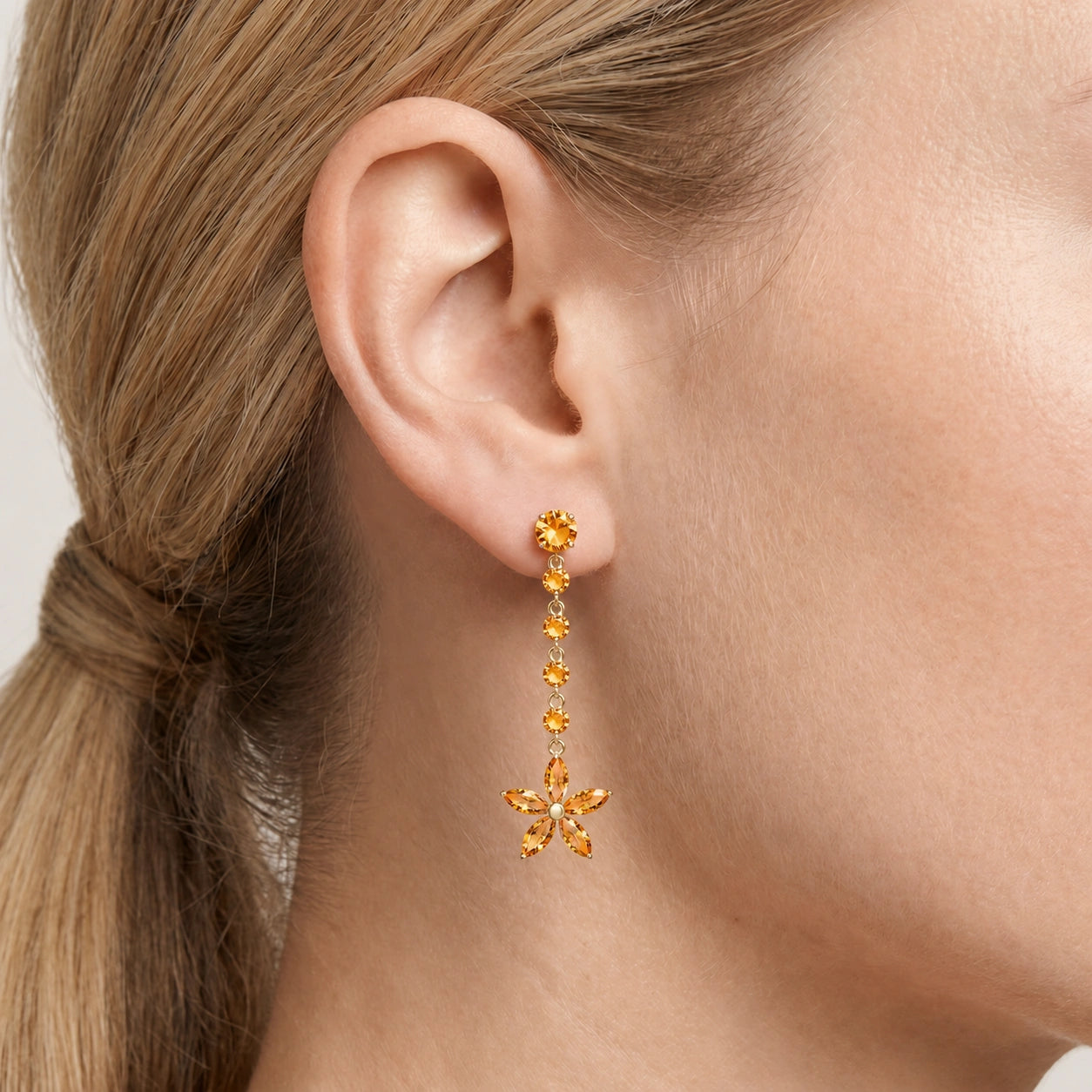 Yellow Gold Drop Earrings Garnet 10K — Camilla