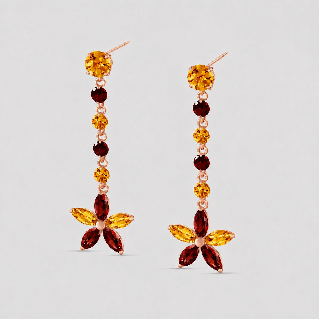 Rose Gold Drop Earrings Peridot 10K — Camilla