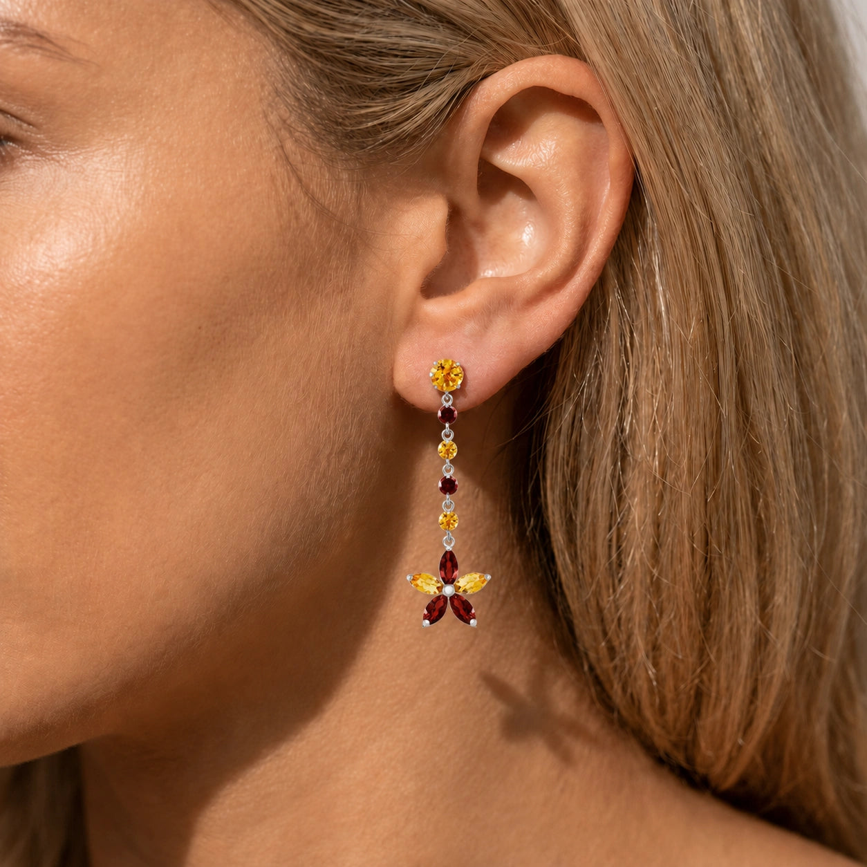 White Gold Drop Earrings Peridot 10K — Camilla