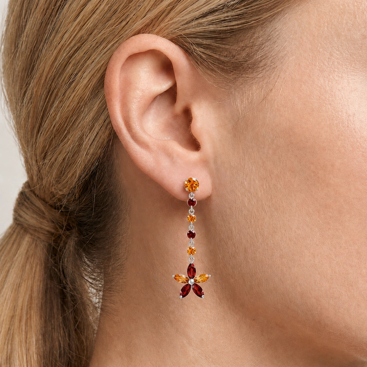 White Gold Drop Earrings Peridot 10K — Camilla