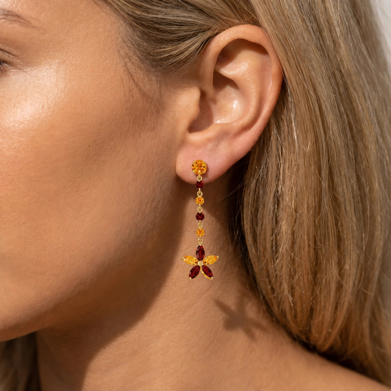 Yellow Gold Drop Earrings Peridot 10K — Camilla