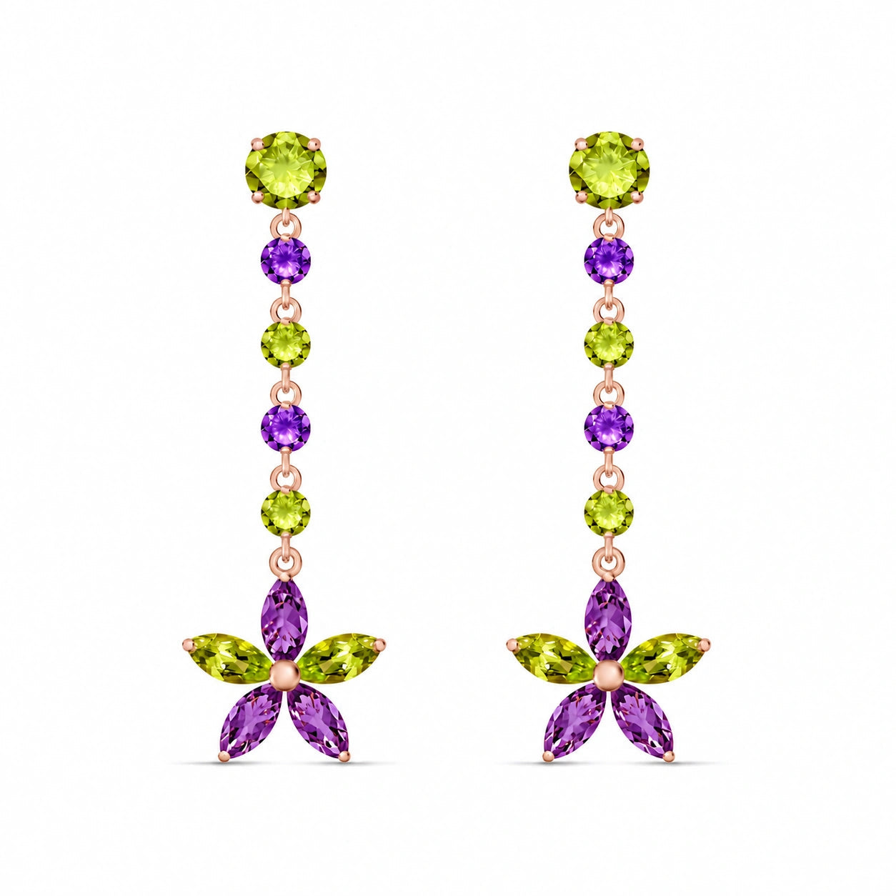 Rose Gold Drop Earrings Ruby 10K — Camilla
