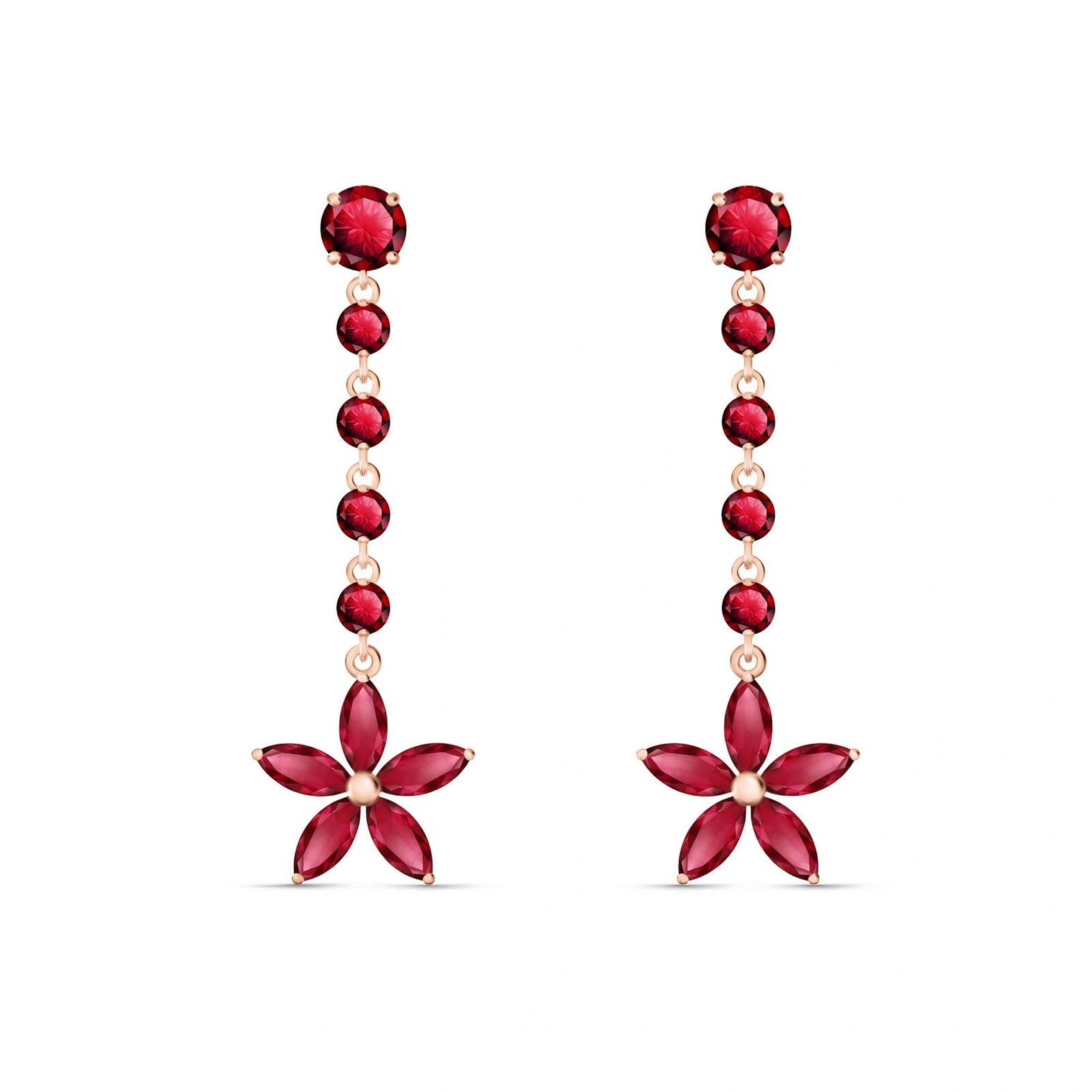 Rose Gold Drop Earrings Ruby 10K — Camilla