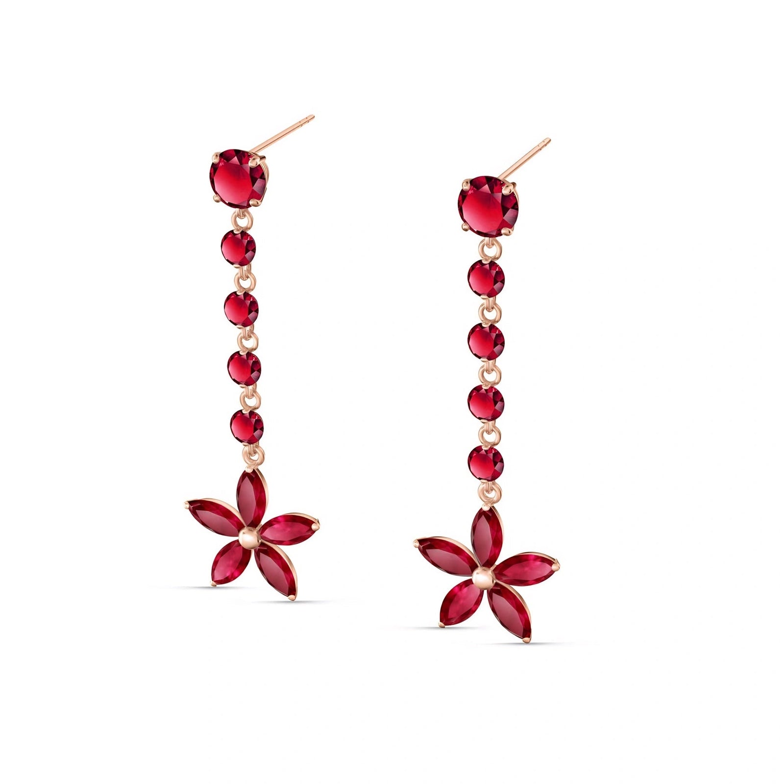 Rose Gold Drop Earrings Ruby 10K — Camilla