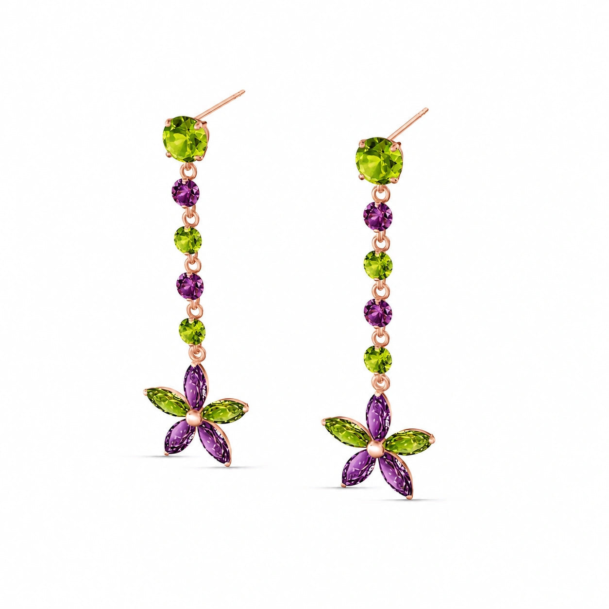 Rose Gold Drop Earrings Ruby 10K — Camilla