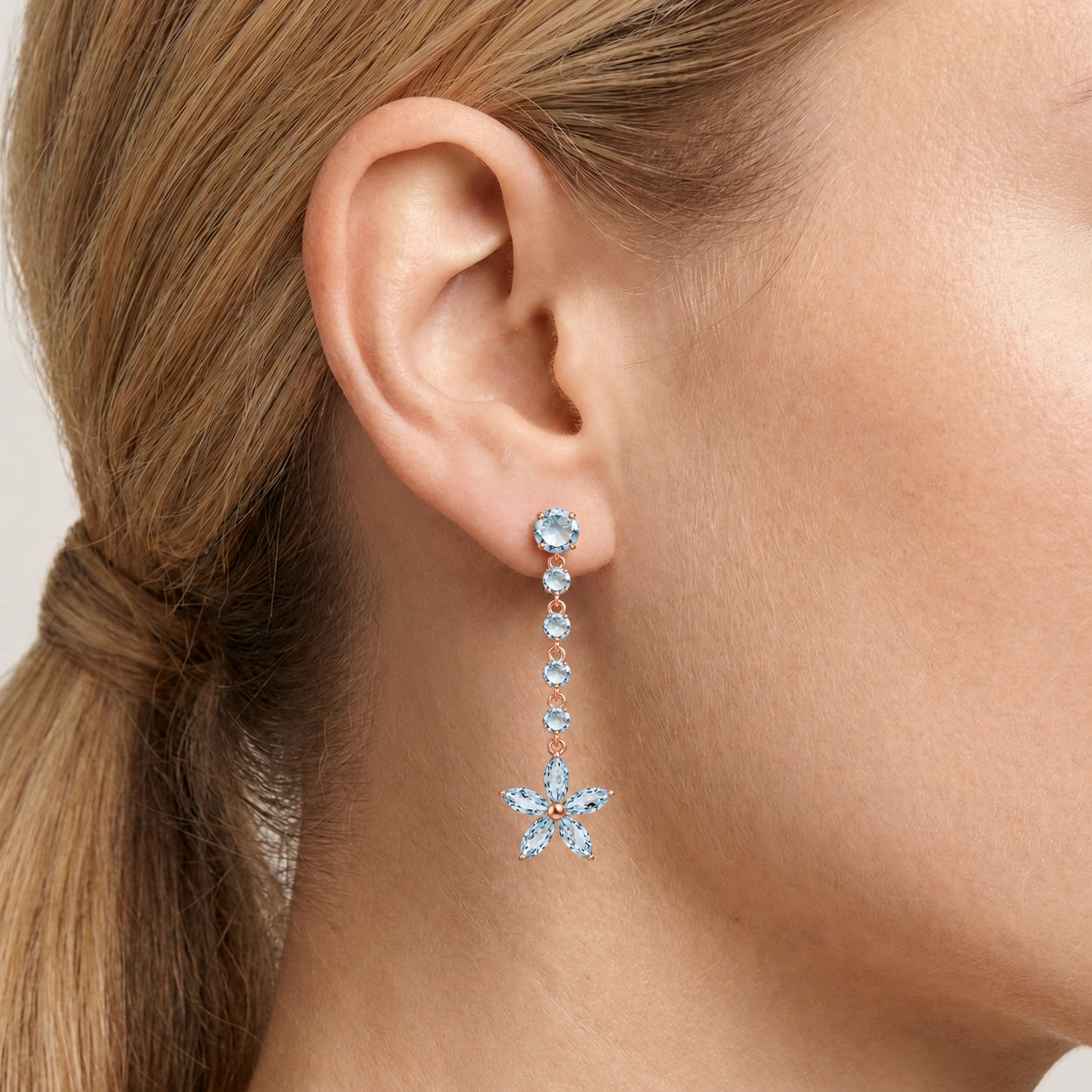 Rose Gold Drop Earrings Ruby 10K — Camilla