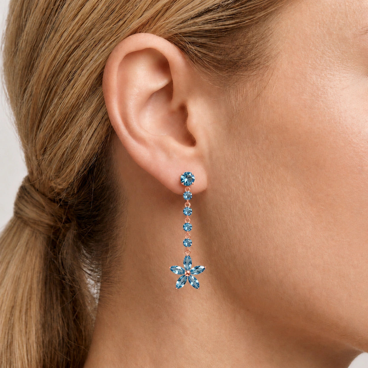 Rose Gold Drop Earrings Ruby 10K — Camilla