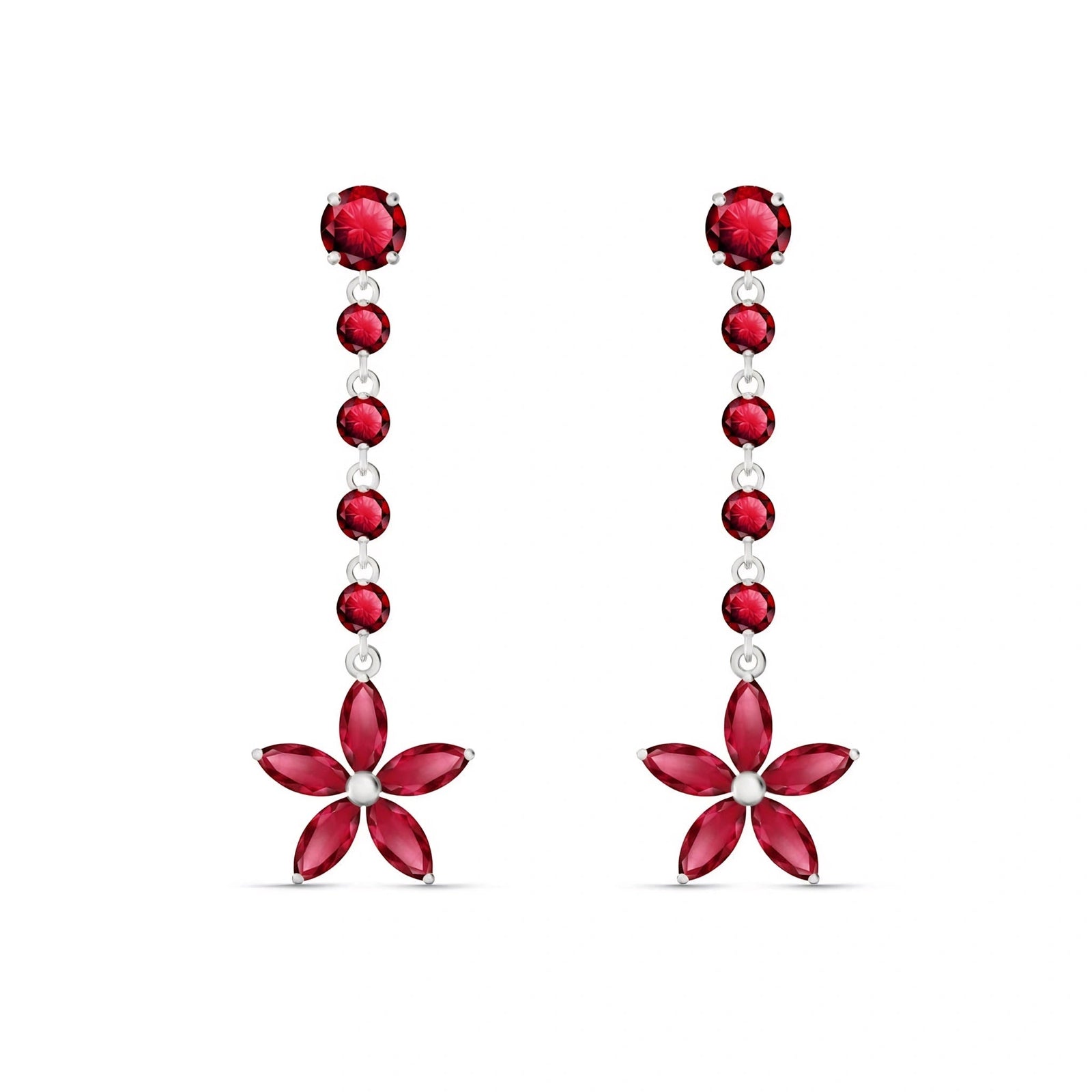 White Gold Drop Earrings Ruby 10K — Camilla