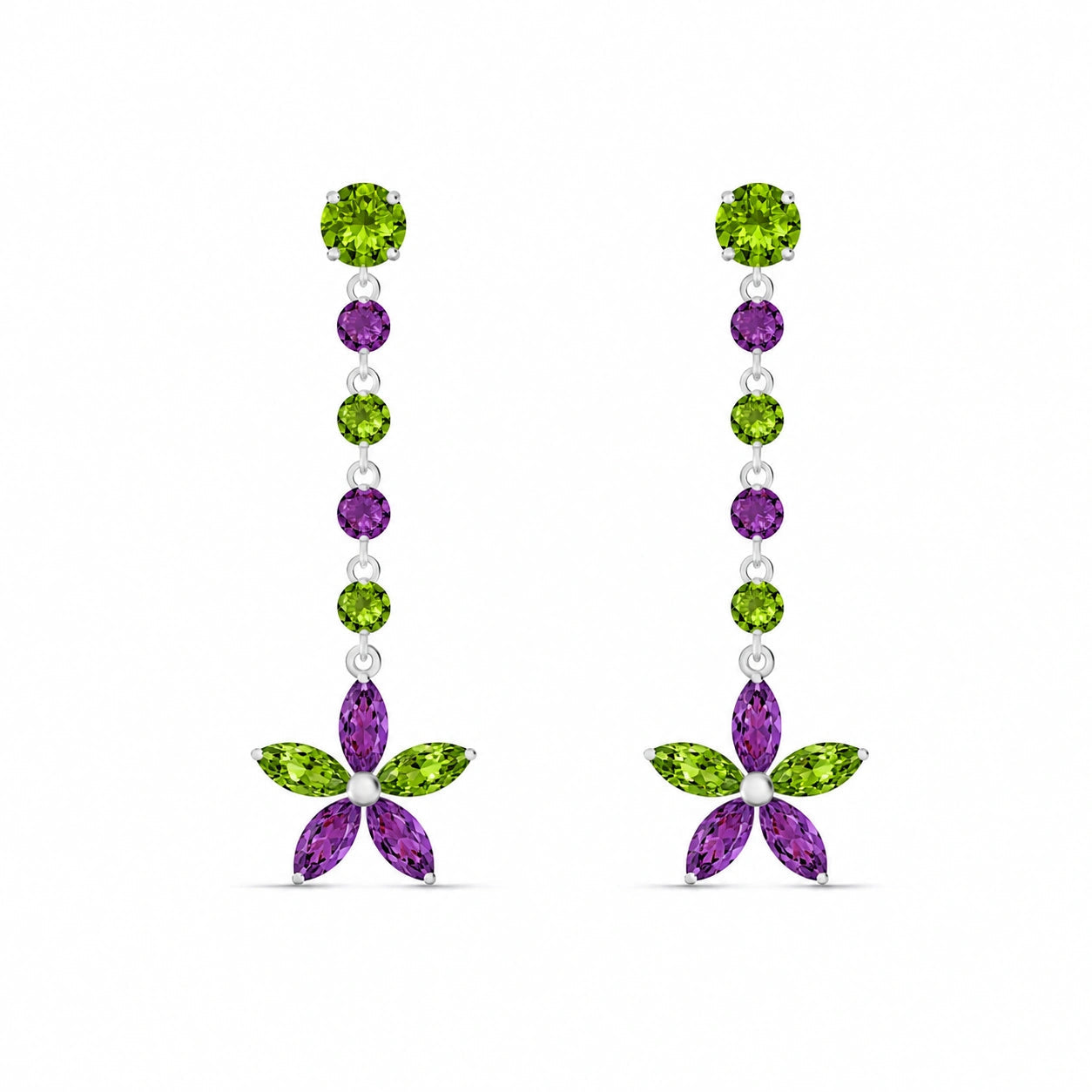 White Gold Drop Earrings Ruby 10K — Camilla