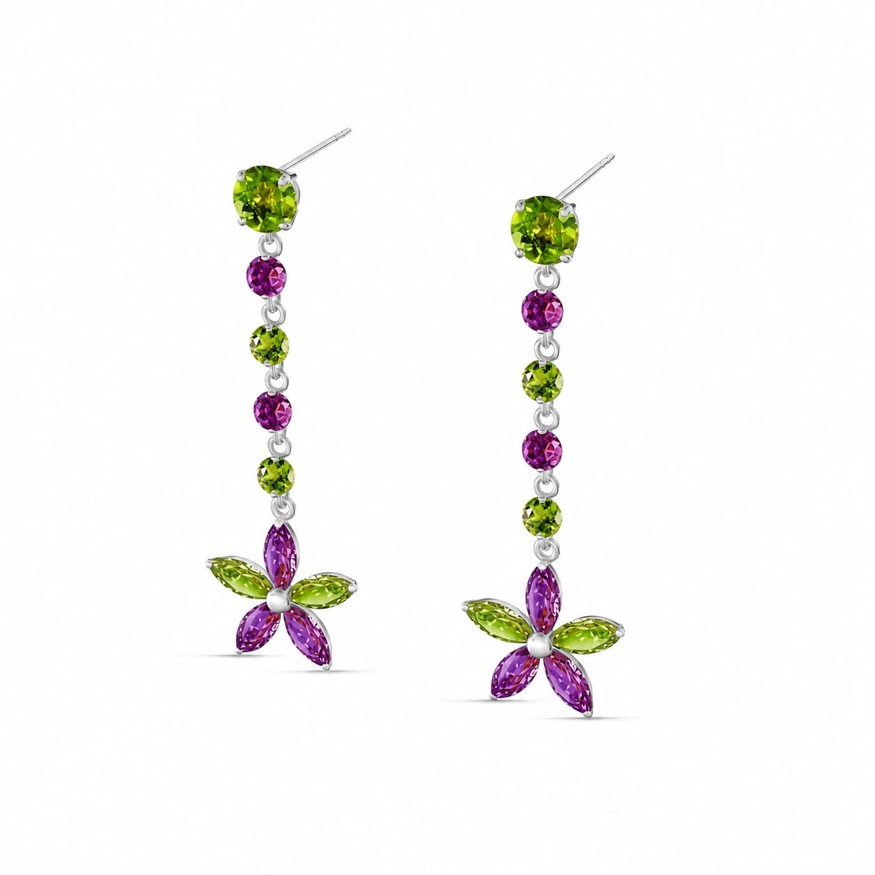 White Gold Drop Earrings Ruby 10K — Camilla