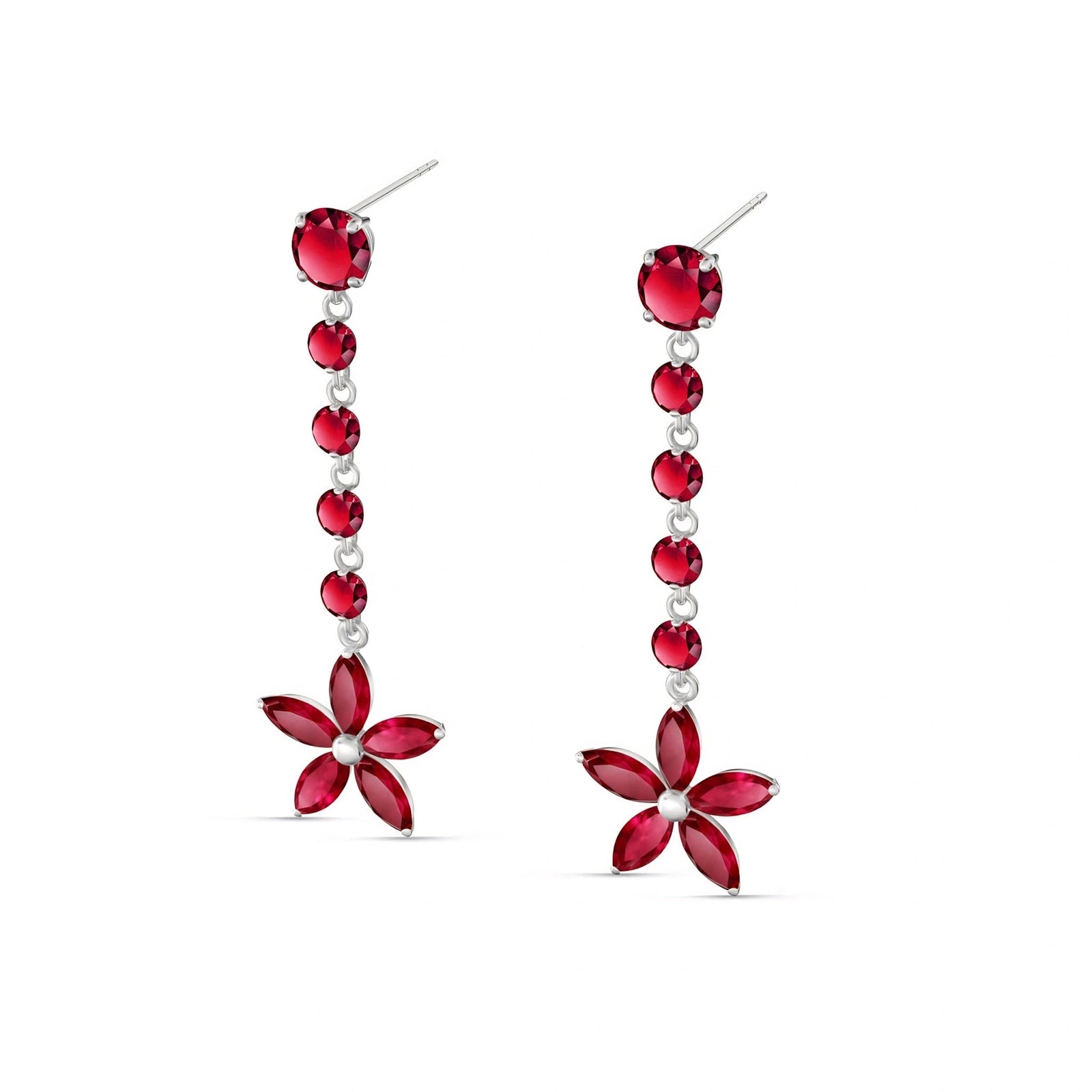White Gold Drop Earrings Ruby 10K — Camilla