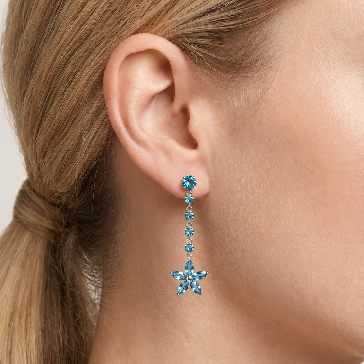 White Gold Drop Earrings Ruby 10K — Camilla