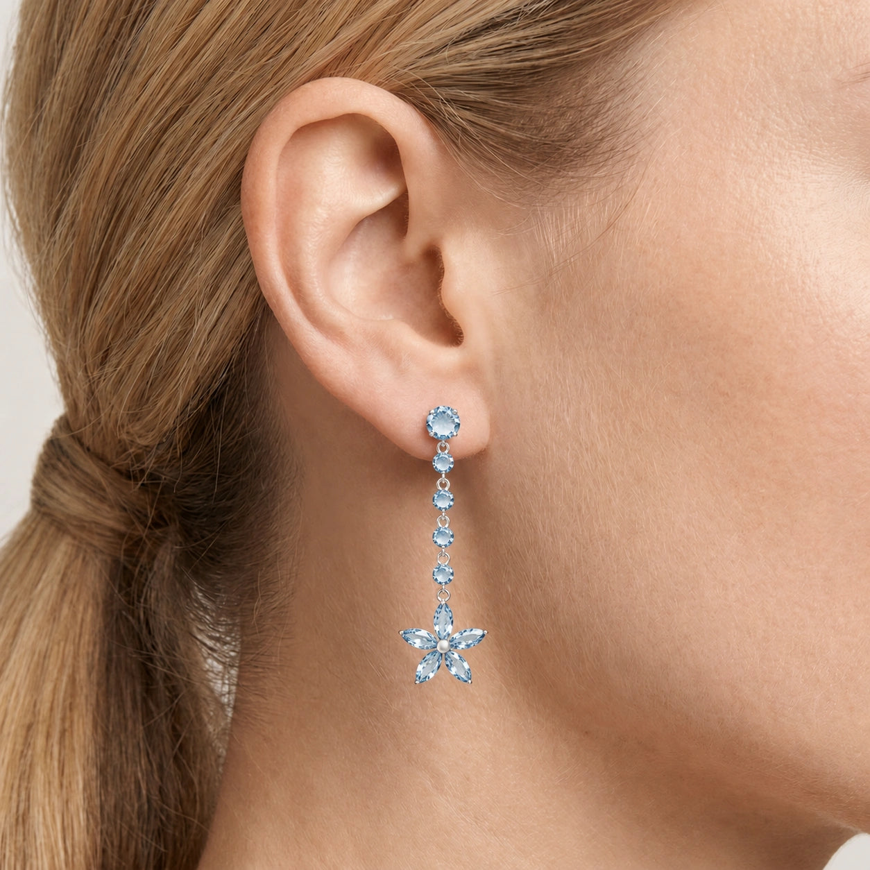 White Gold Drop Earrings Ruby 10K — Camilla