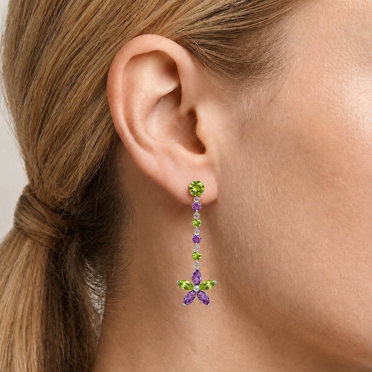 White Gold Drop Earrings Ruby 10K — Camilla