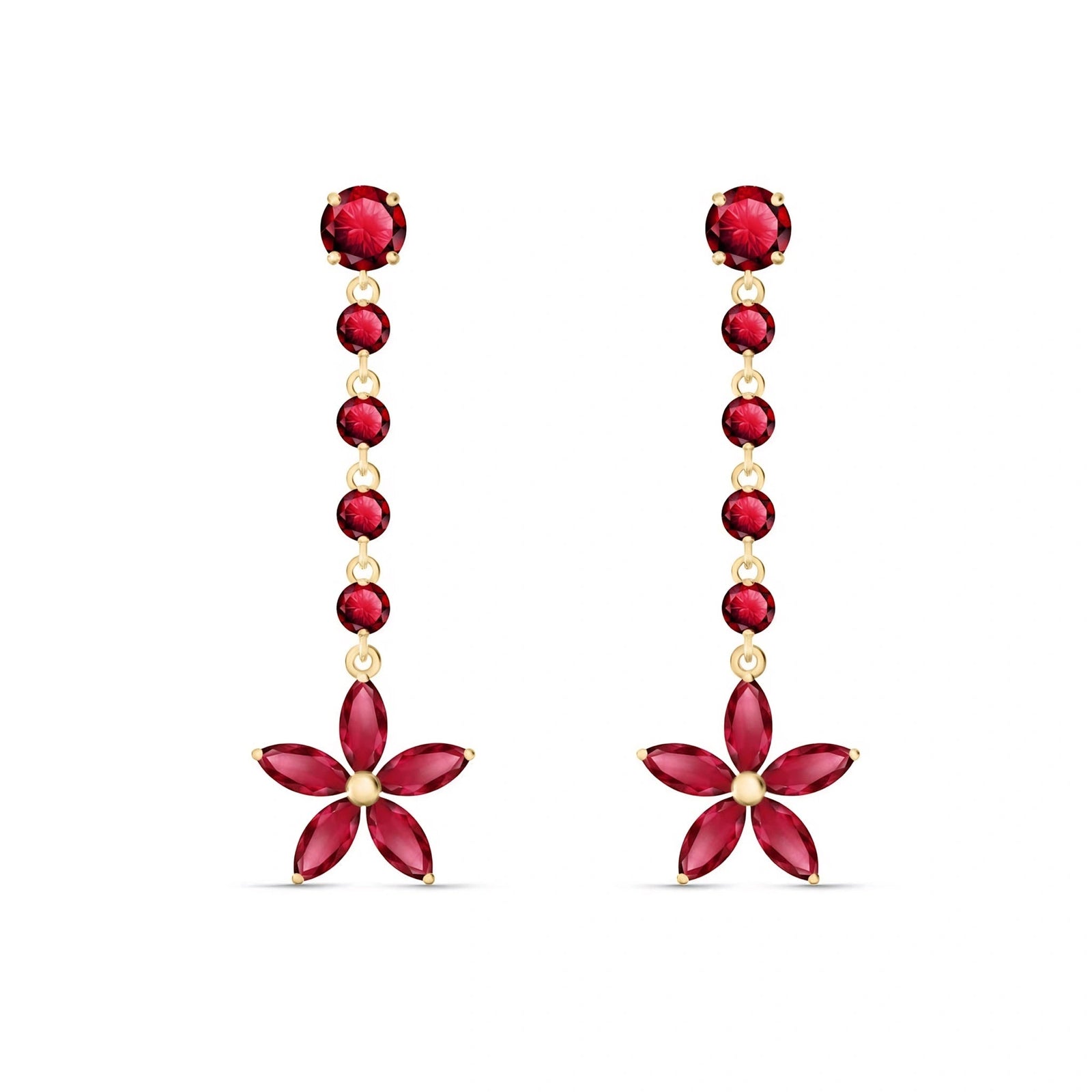 Yellow Gold Drop Earrings Ruby 10K — Camilla